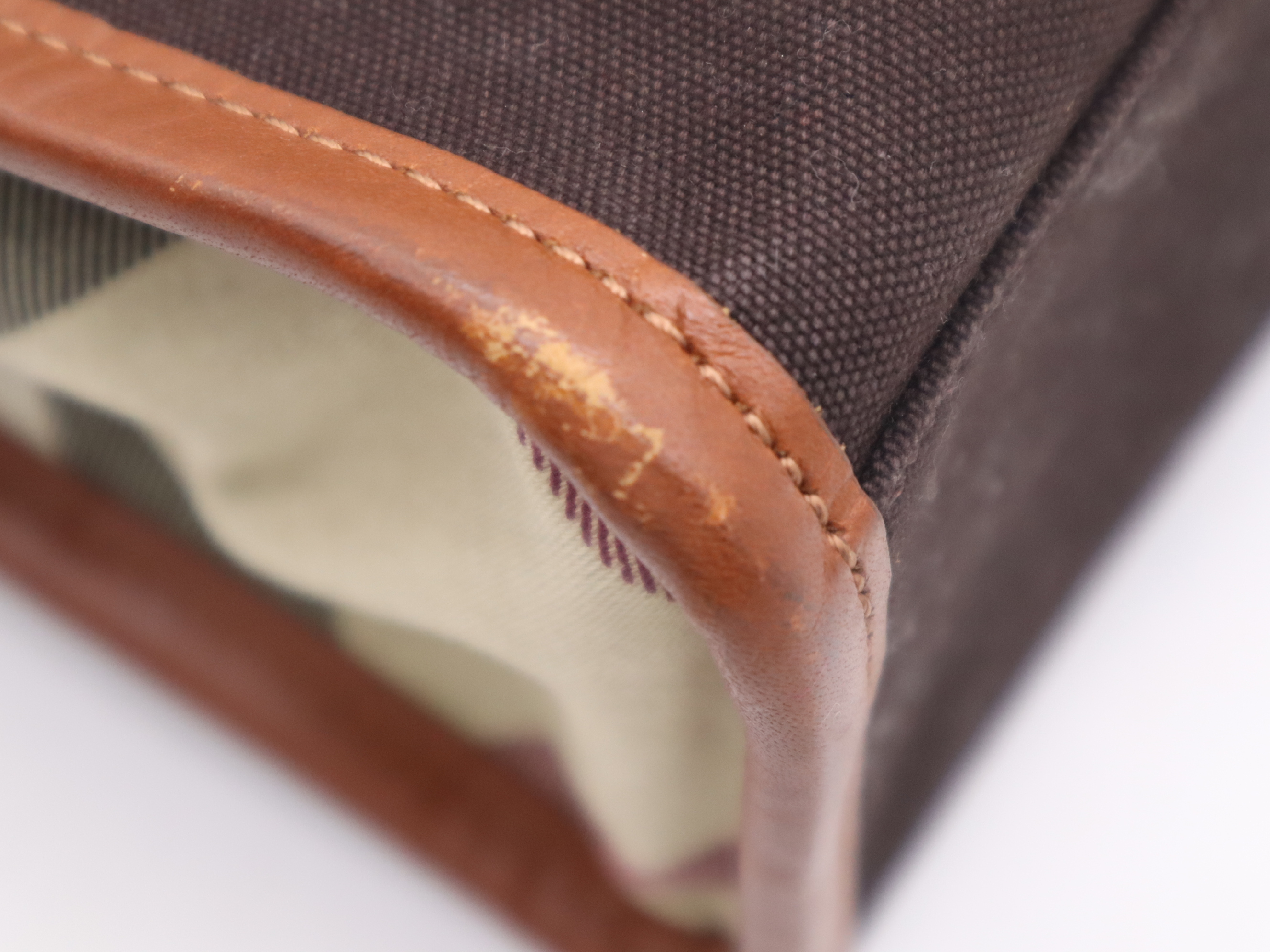 Canvas/Leather Brown Light Brown Gold Hardware Handbag — view 10