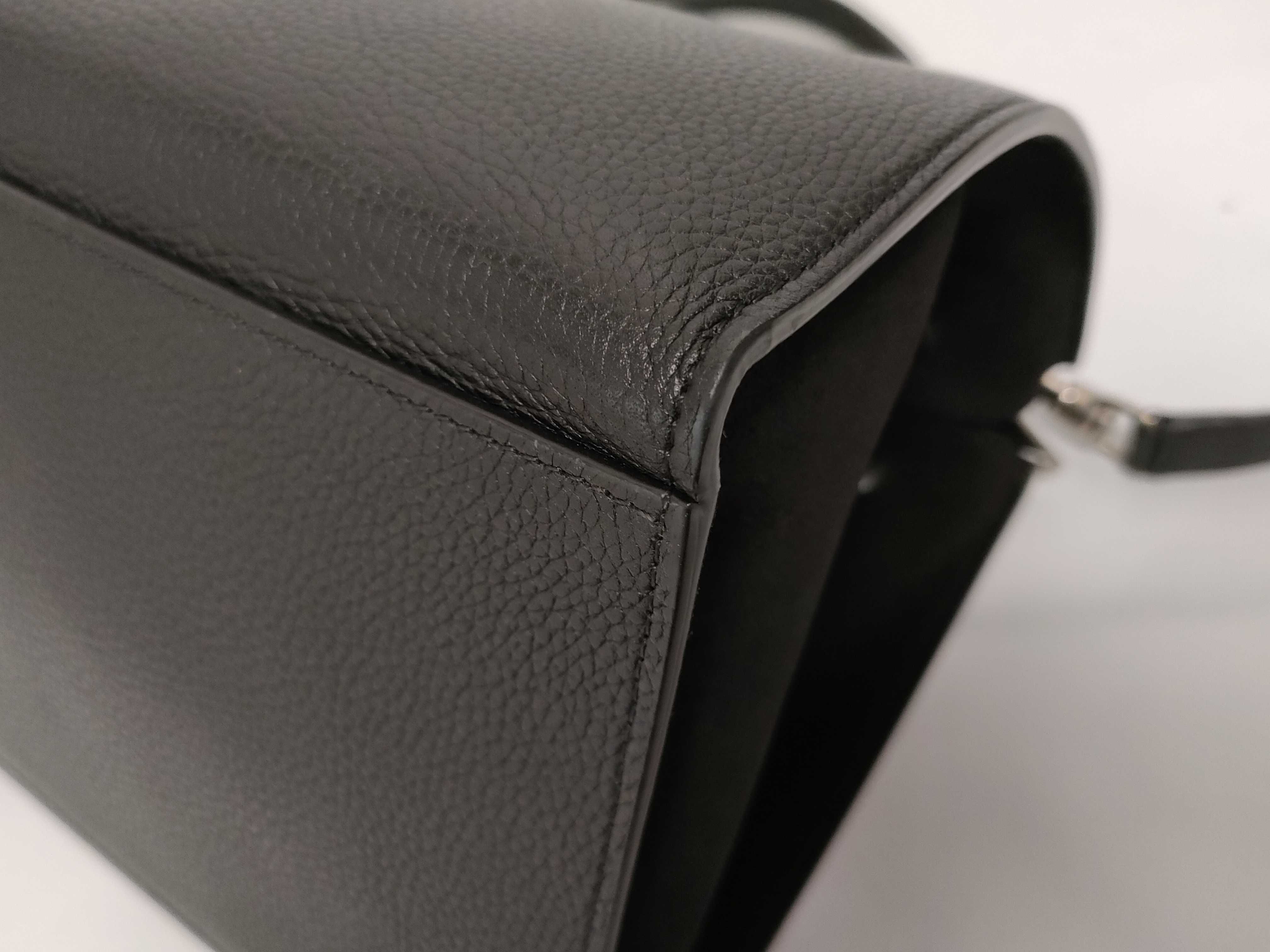 Trapeze Leather x Suede Handbag, Black — view 6