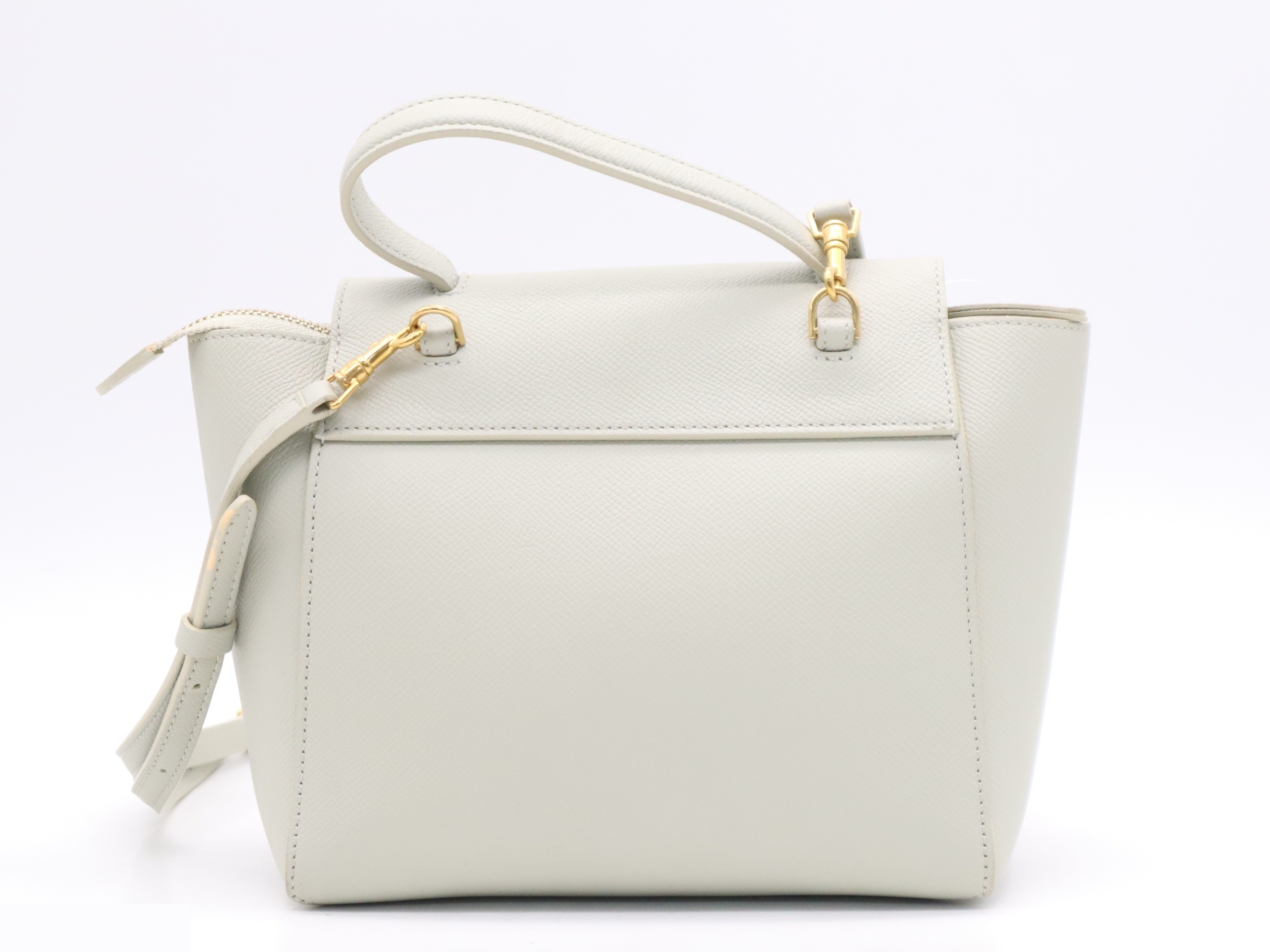 Leather Belt Bag Nano 2-Way Handbag Gray Gold Hardware — view 2
