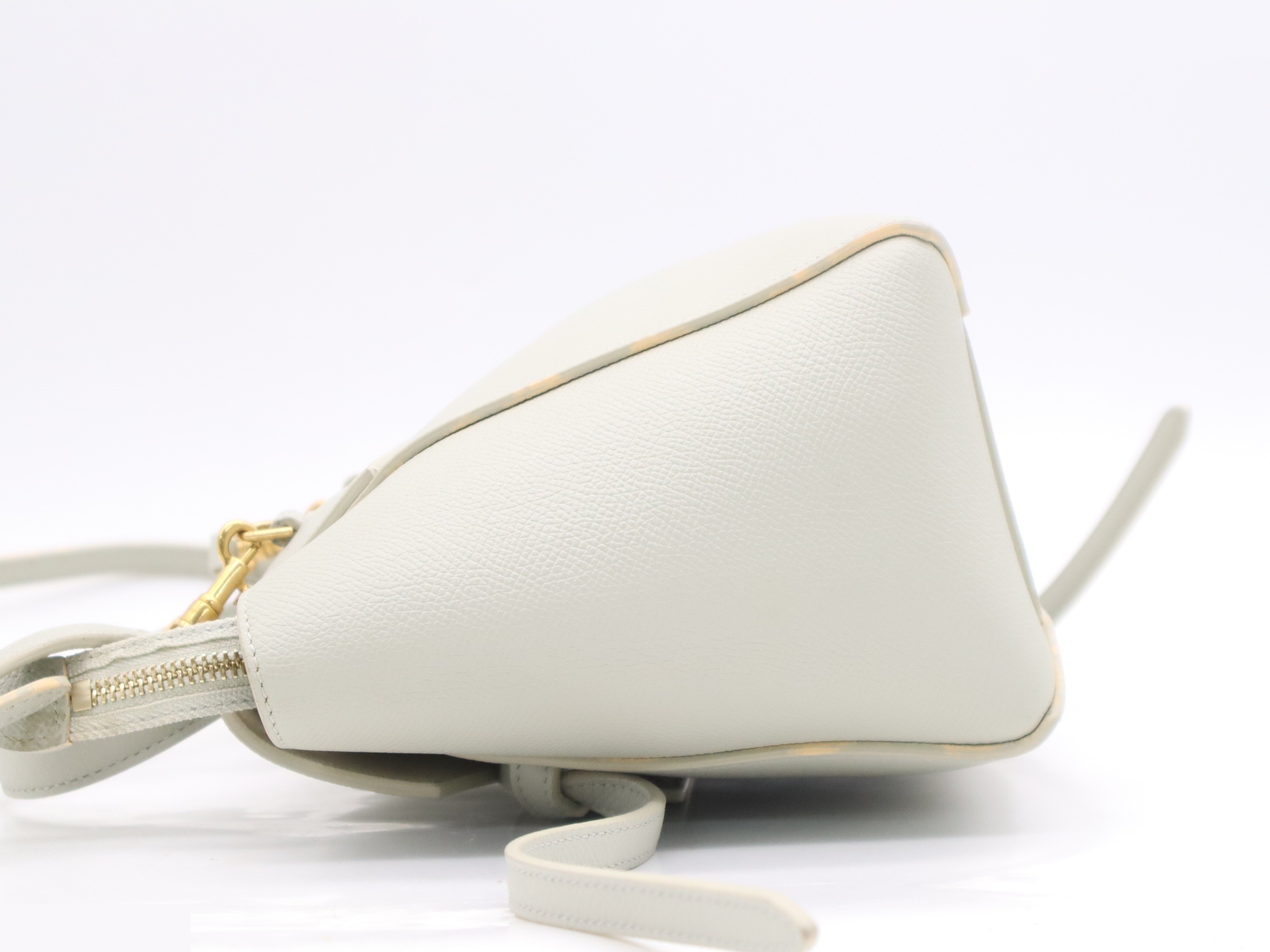 Leather Belt Bag Nano 2-Way Handbag Gray Gold Hardware — view 3
