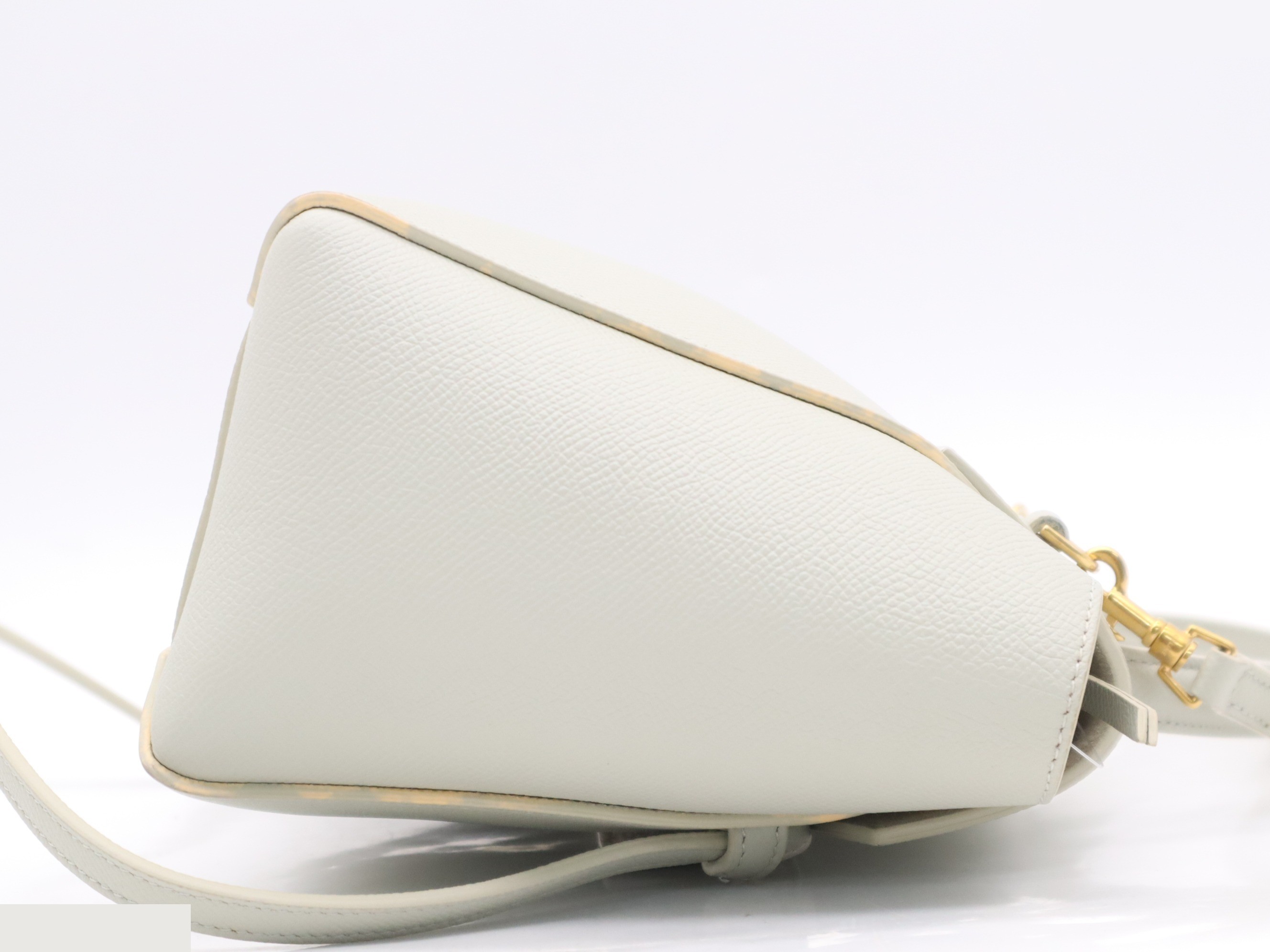 Leather Belt Bag Nano 2-Way Handbag Gray Gold Hardware — view 5
