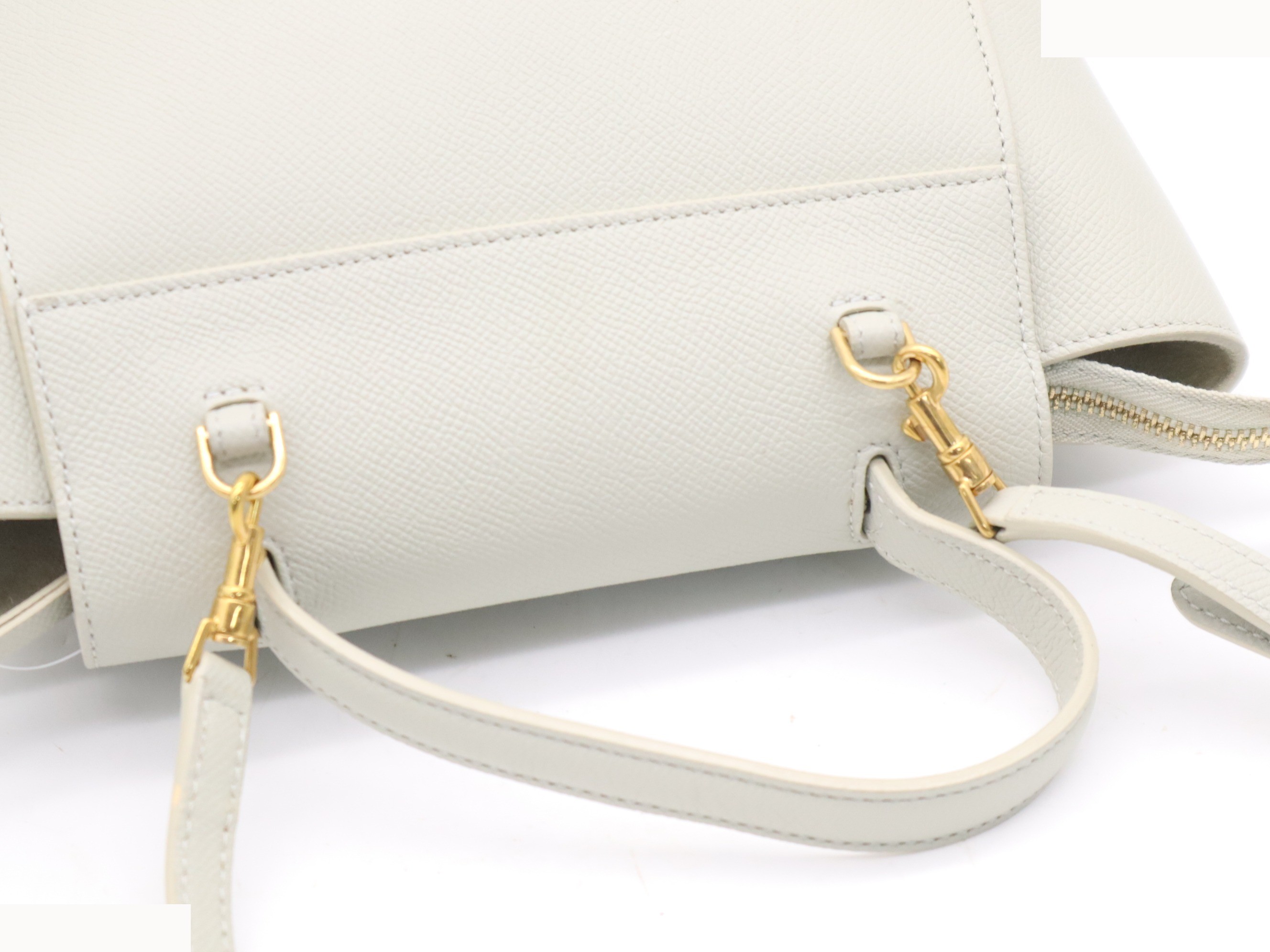 Leather Belt Bag Nano 2-Way Handbag Gray Gold Hardware — view 6