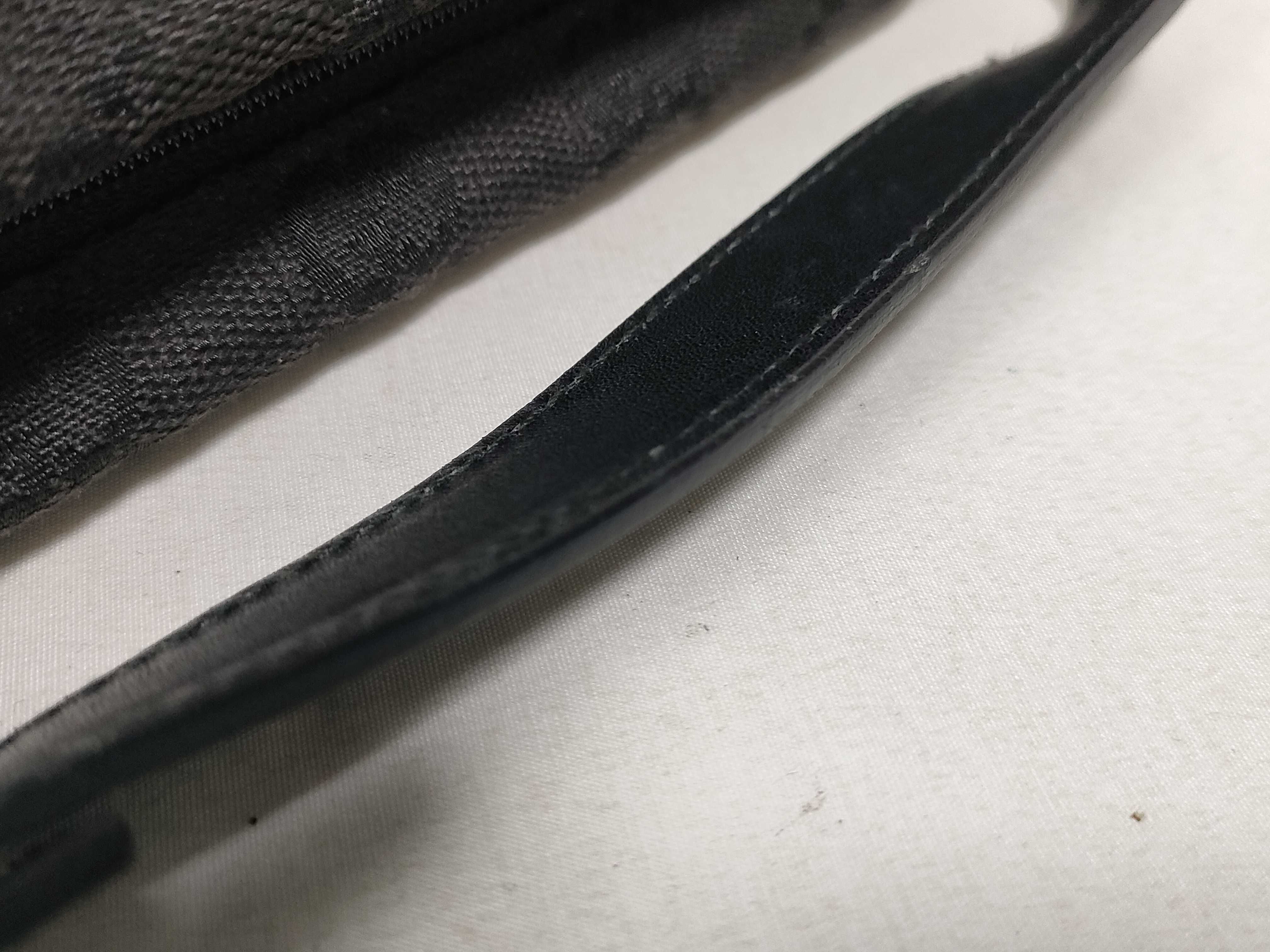 handbag accessory pouch, leather and canvas, GG pattern, black. — view 8