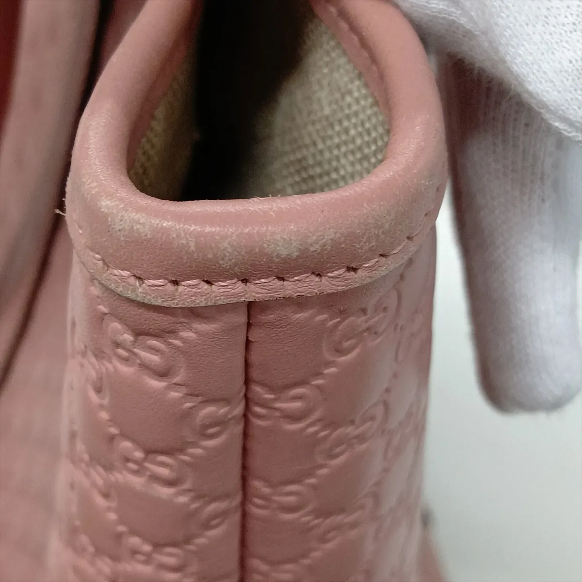 Microguccissima Leather Tote Bag, Pink, 449647 (Outlet) — view 12