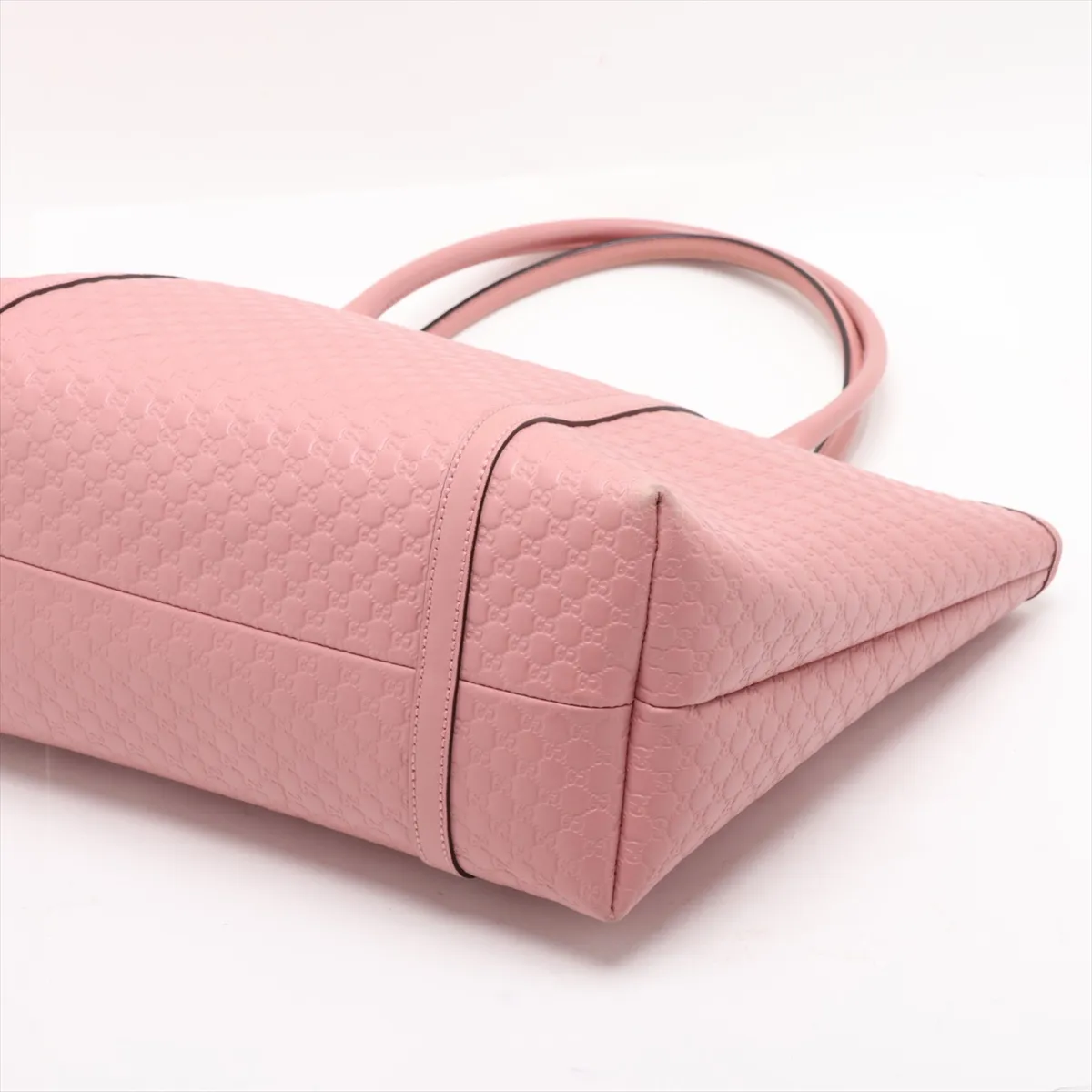Microguccissima Leather Tote Bag, Pink, 449647 (Outlet) — view 3