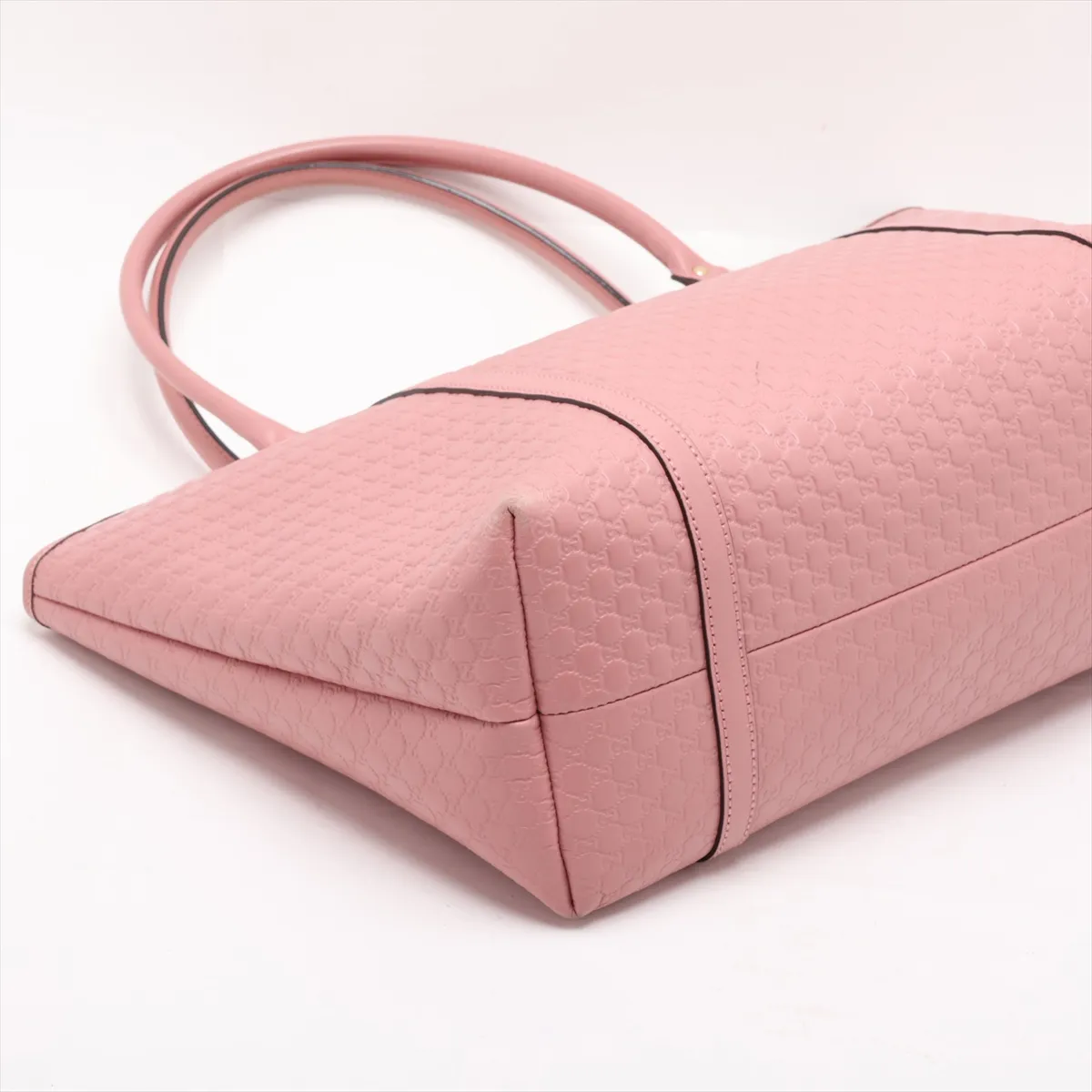 Microguccissima Leather Tote Bag, Pink, 449647 (Outlet) — view 4