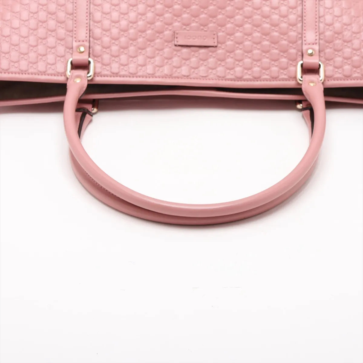 Microguccissima Leather Tote Bag, Pink, 449647 (Outlet) — view 5