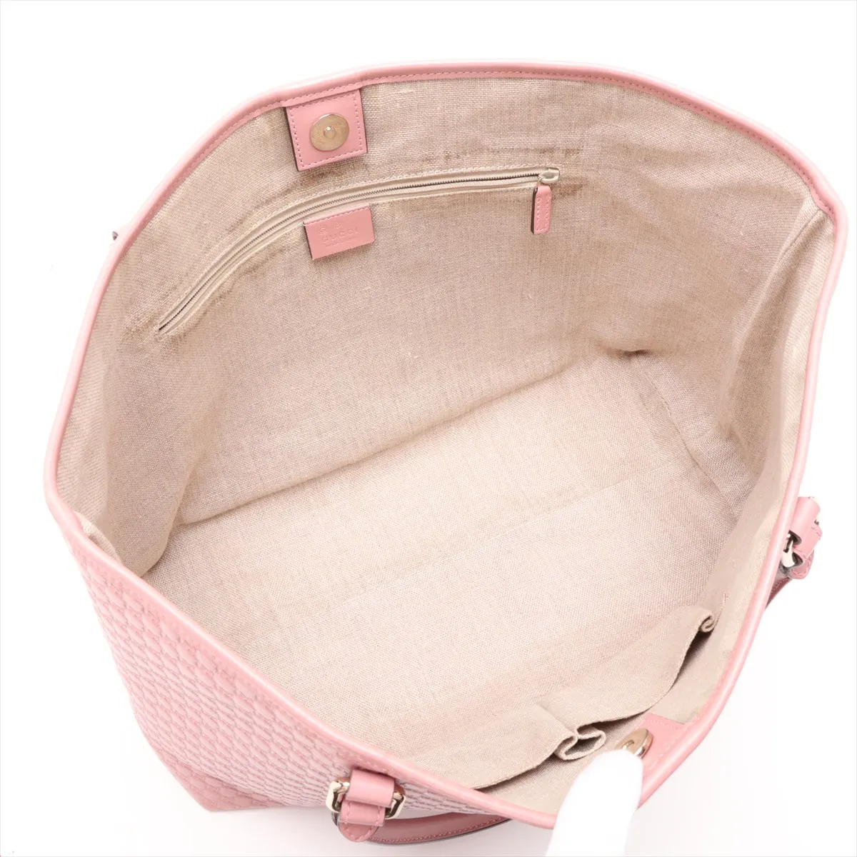 Microguccissima Leather Tote Bag, Pink, 449647 (Outlet) — view 7