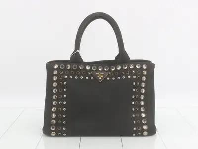 Canapa Rhinestone 2-Way Handbag, Black