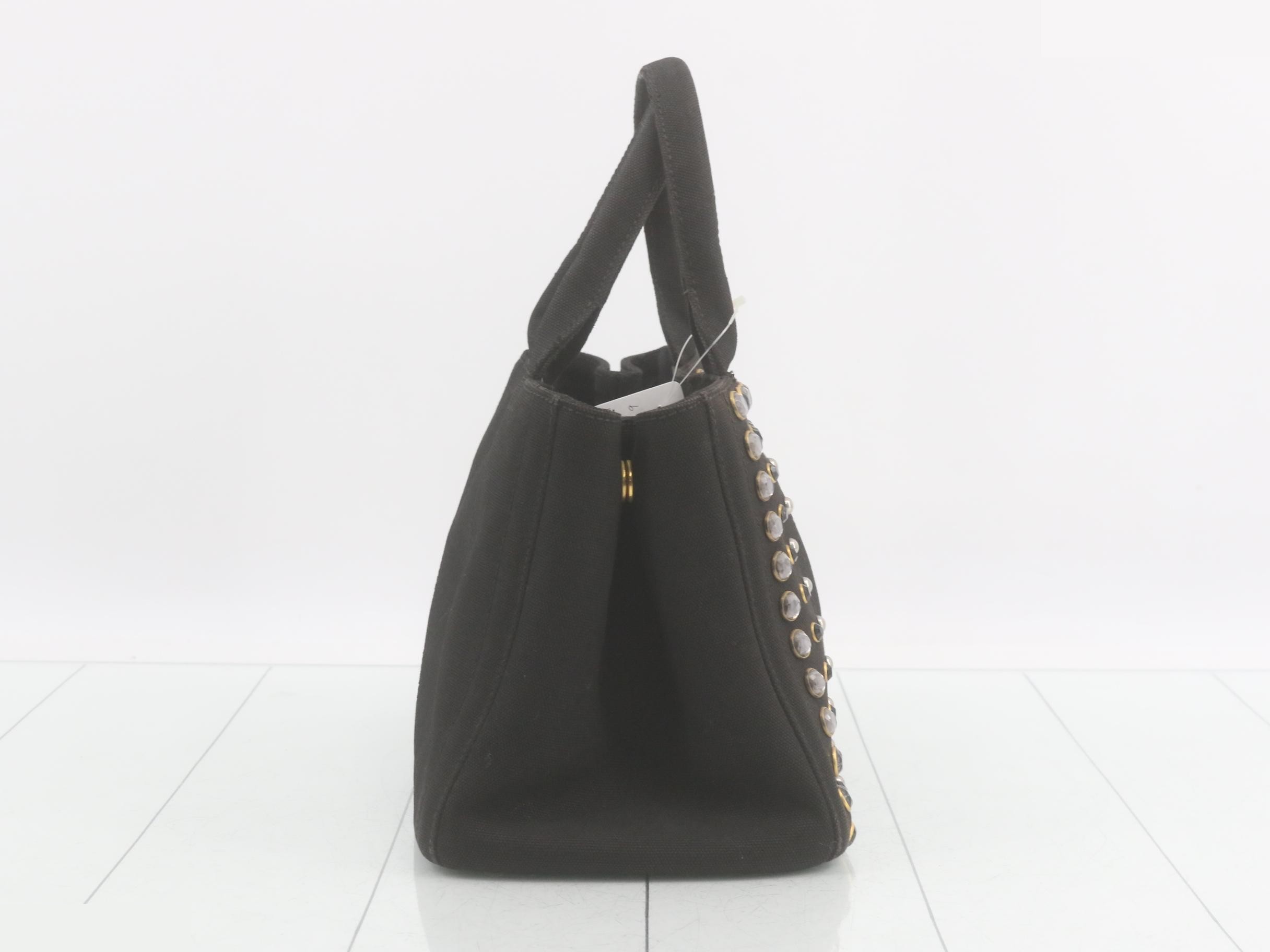 Canapa Rhinestone 2-Way Handbag, Black — view 4
