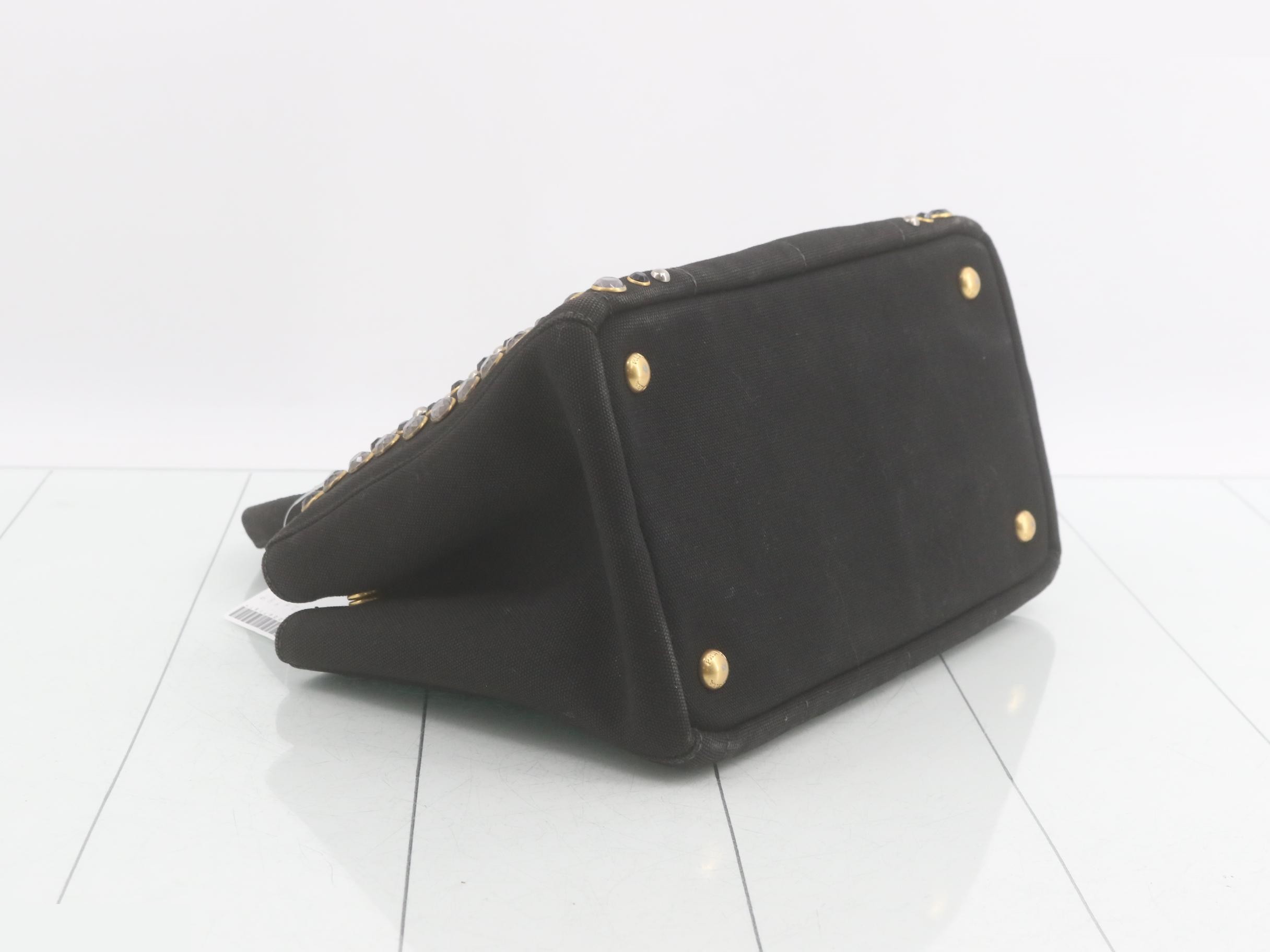 Canapa Rhinestone 2-Way Handbag, Black — view 5