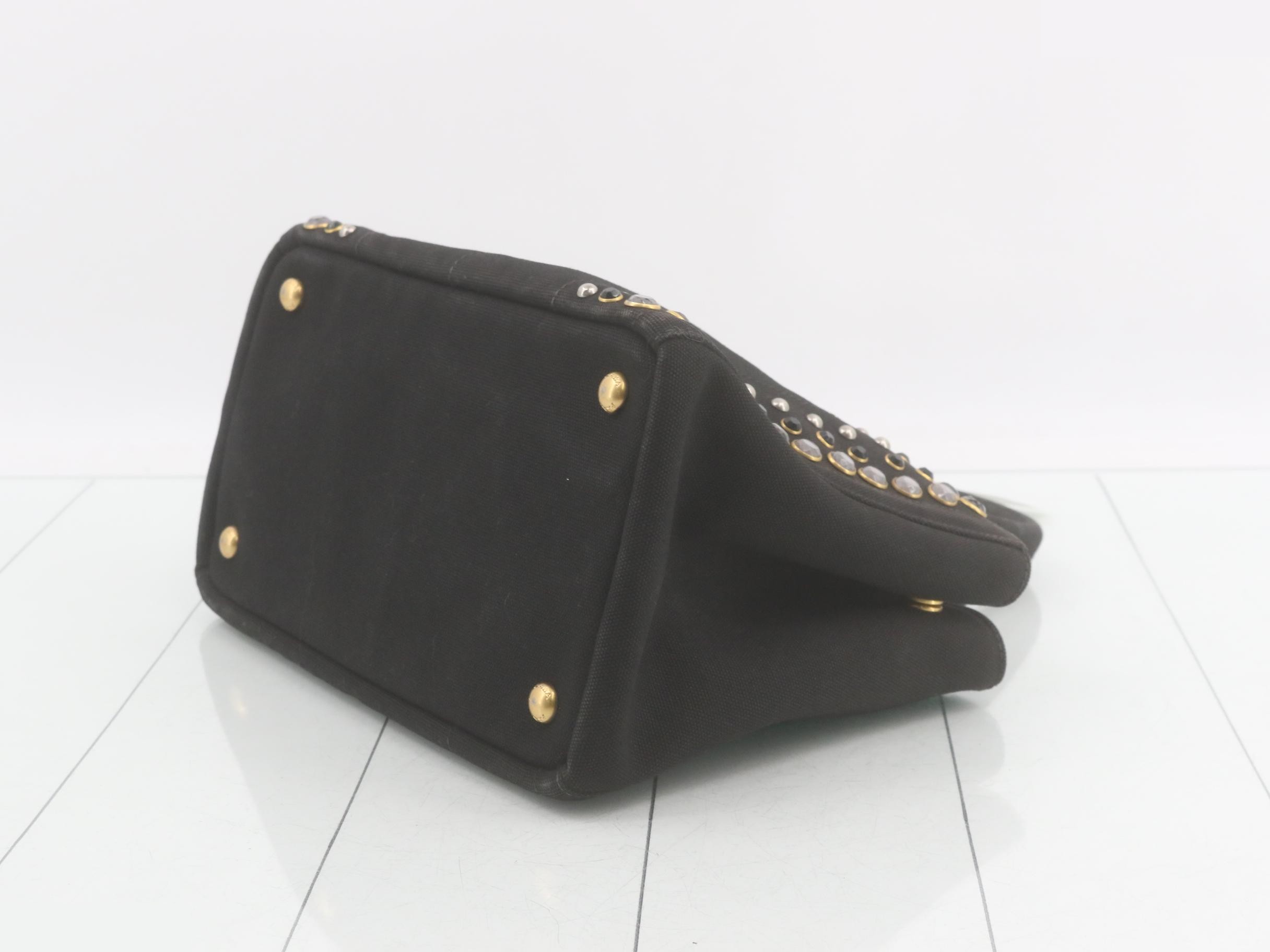 Canapa Rhinestone 2-Way Handbag, Black — view 6