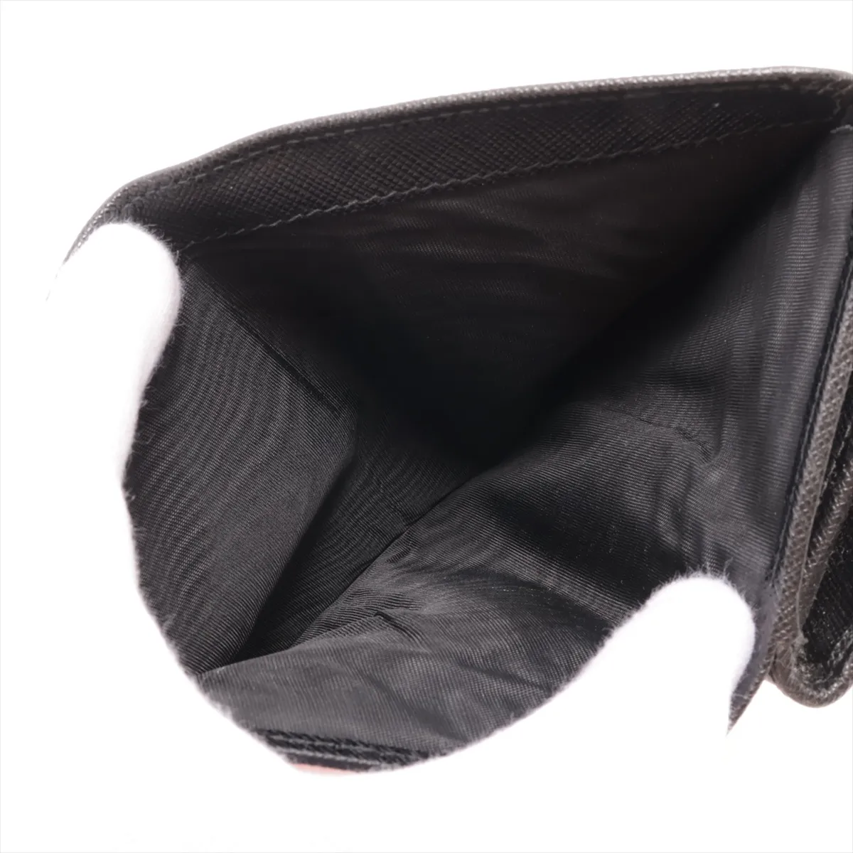 Saffiano 1ML225 Leather Compact Wallet, Black — view 4