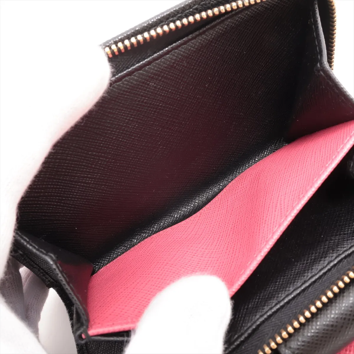 Saffiano 1ML225 Leather Compact Wallet, Black — view 5