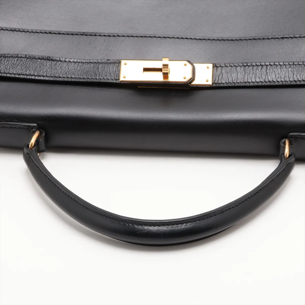 [Individually packaged] Hermes Kelly 32 Sellier Box Calf Black Gold Hardware I: 1979 — view 5