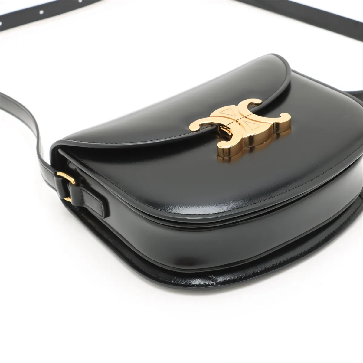 Triomphe Bouzas Leather Shoulder Bag Black — view 4