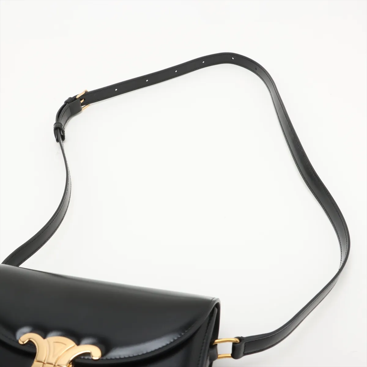 Triomphe Bouzas Leather Shoulder Bag Black — view 5