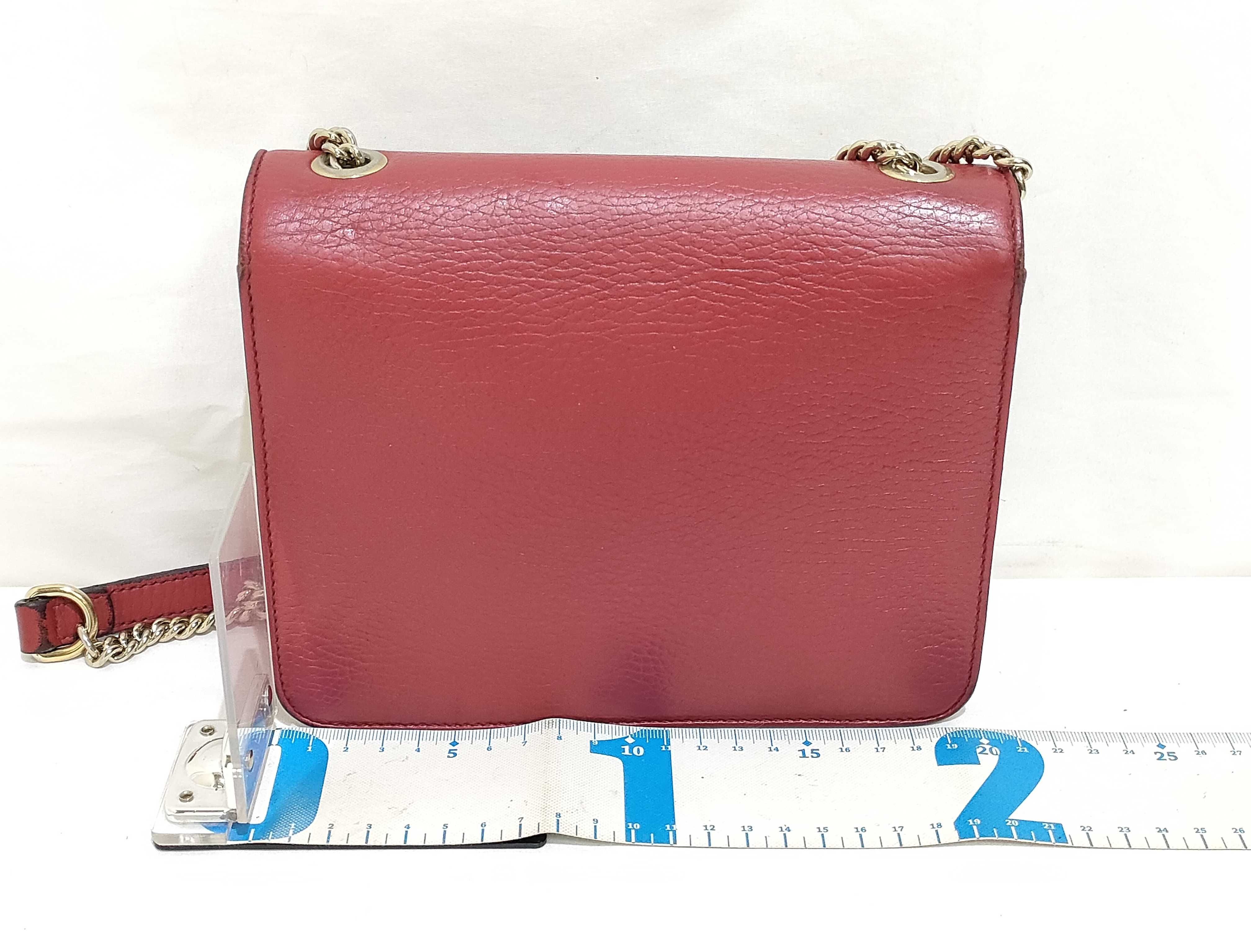 Interlocking G Leather Chain Shoulder Bag, Red, 510304 (Outlet) — view 2