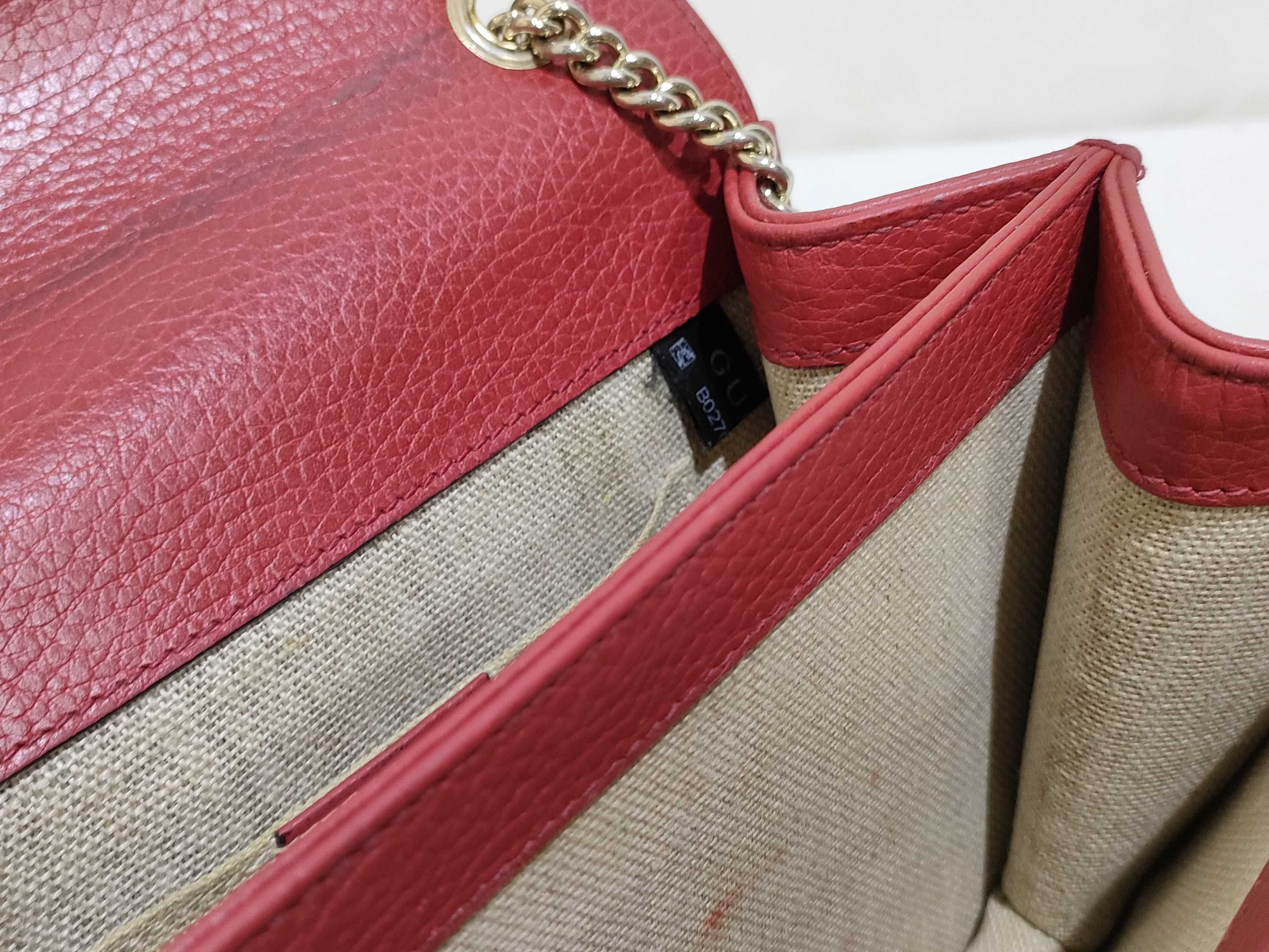Interlocking G Leather Chain Shoulder Bag, Red, 510304 (Outlet) — view 13