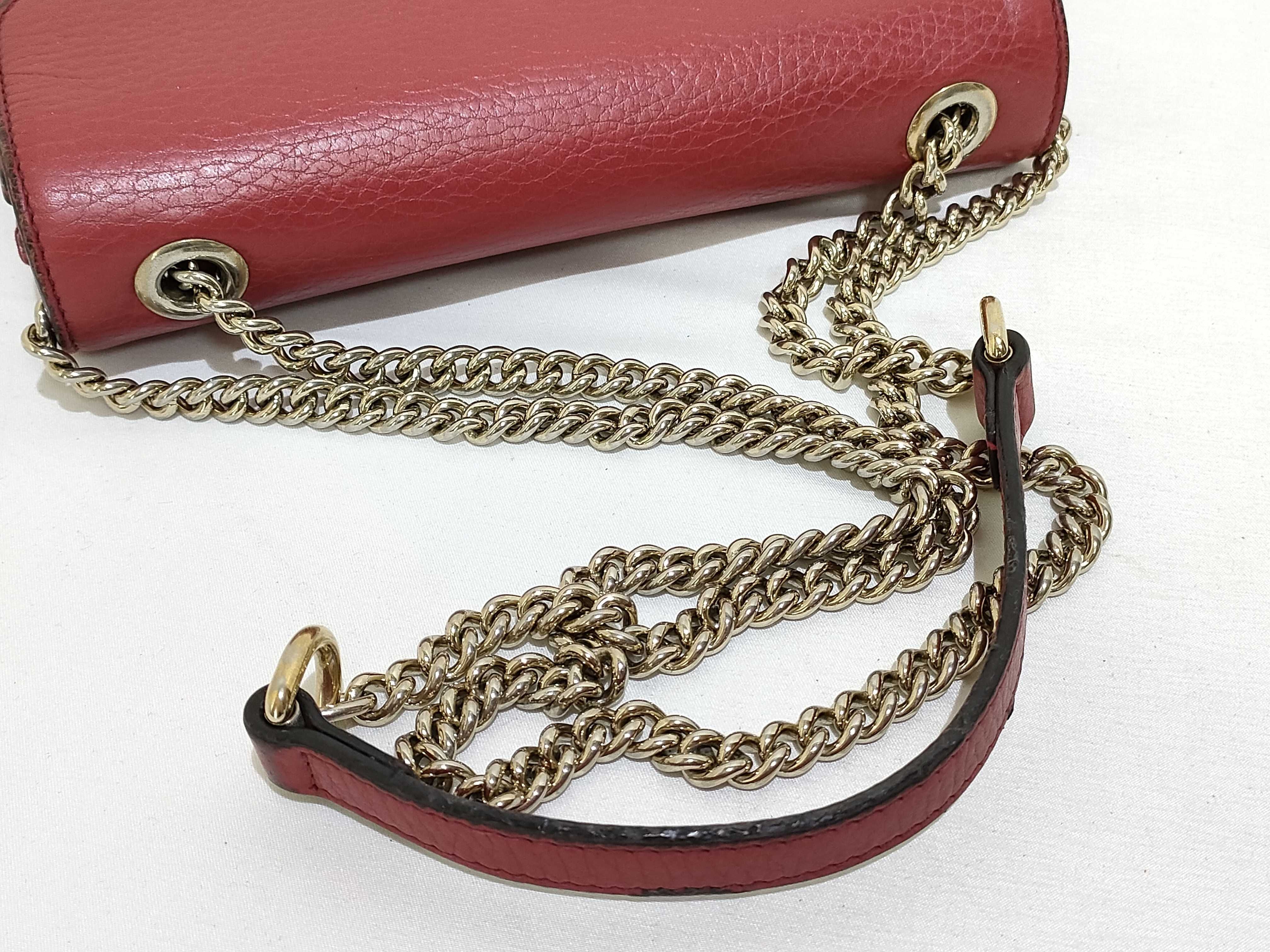 Interlocking G Leather Chain Shoulder Bag, Red, 510304 (Outlet) — view 3