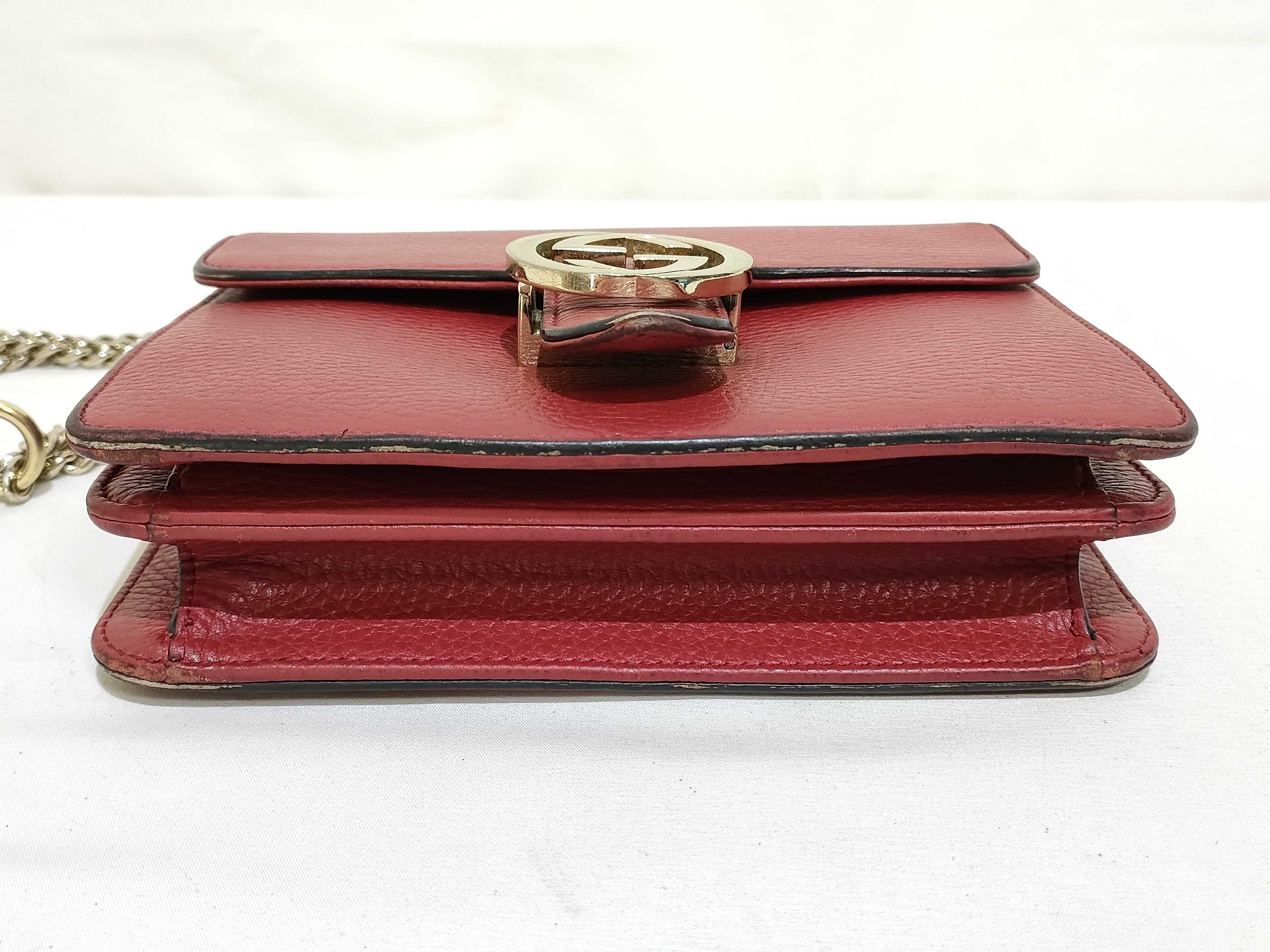 Interlocking G Leather Chain Shoulder Bag, Red, 510304 (Outlet) — view 7