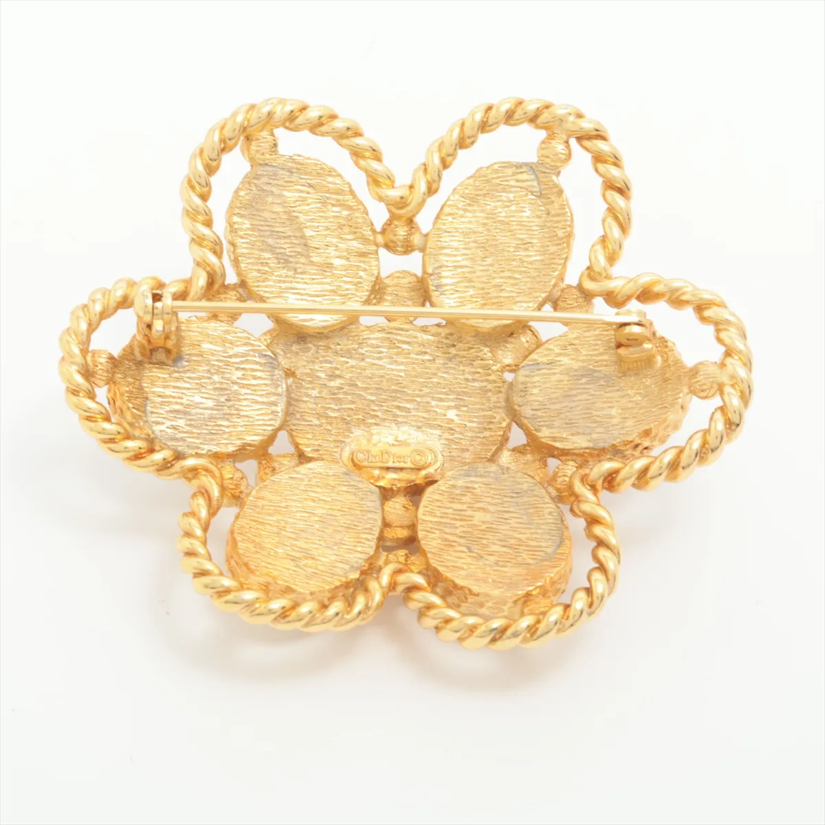 brooch, gold-plated with faux pearls. Shows signs of wear, including — view 2