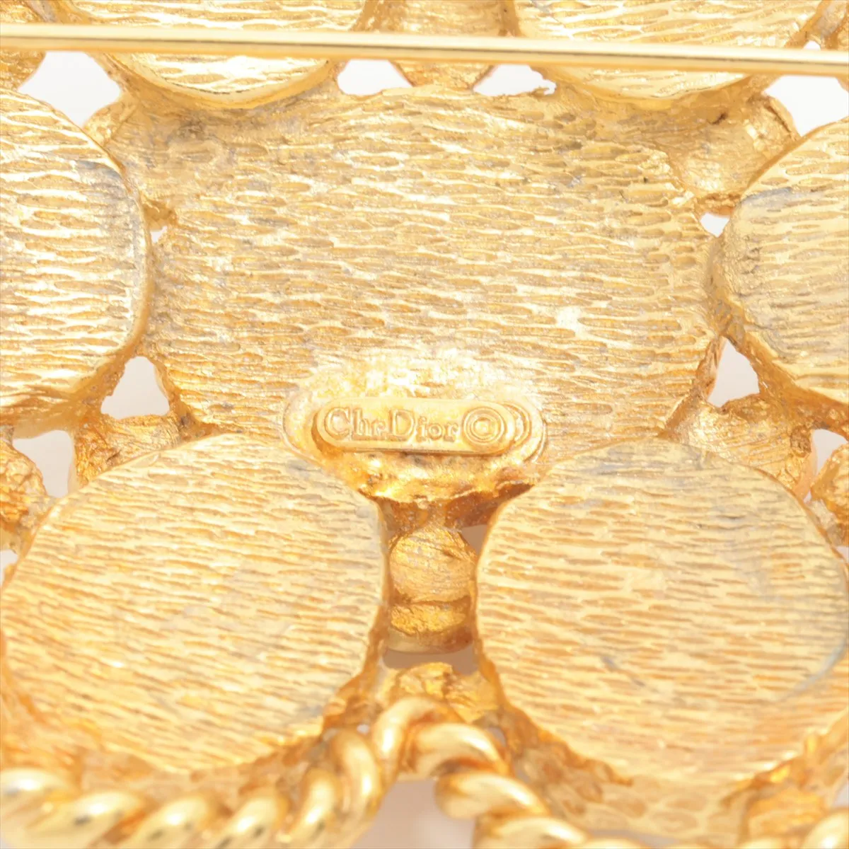 brooch, gold-plated with faux pearls. Shows signs of wear, including — view 4