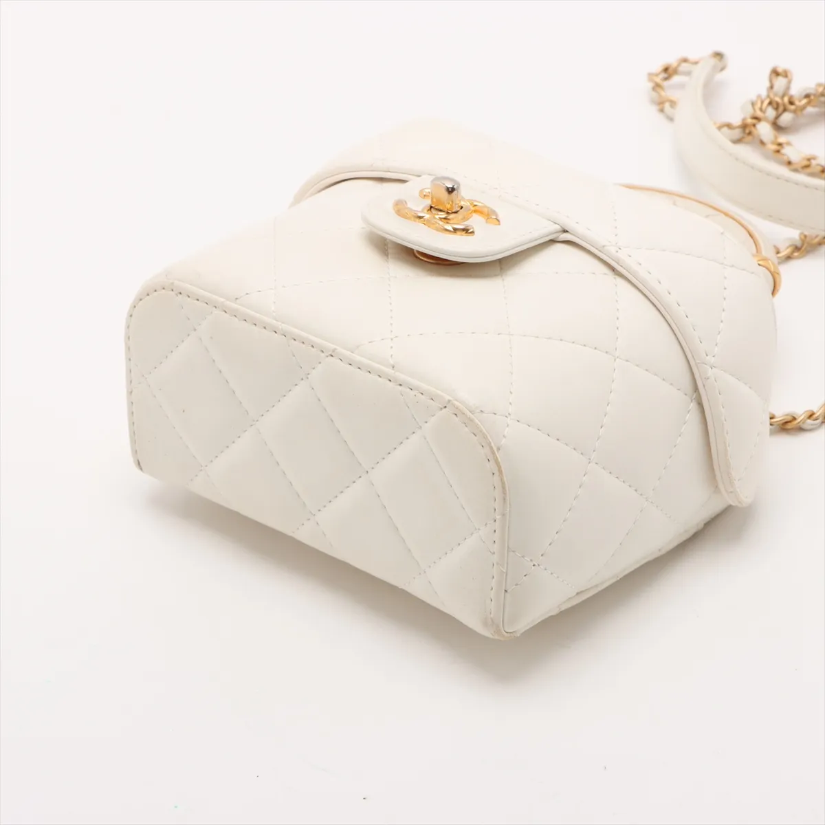 Matelasse Lambskin 2WAY Handbag White Gold Hardware NPBL9A98 Random Plate — view 3