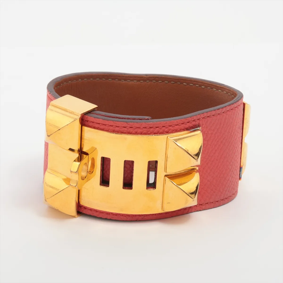 Collier de Chien X stamp: 2016 Bracelet S GP x Leather Gold x Pink Out of shape, — view 2