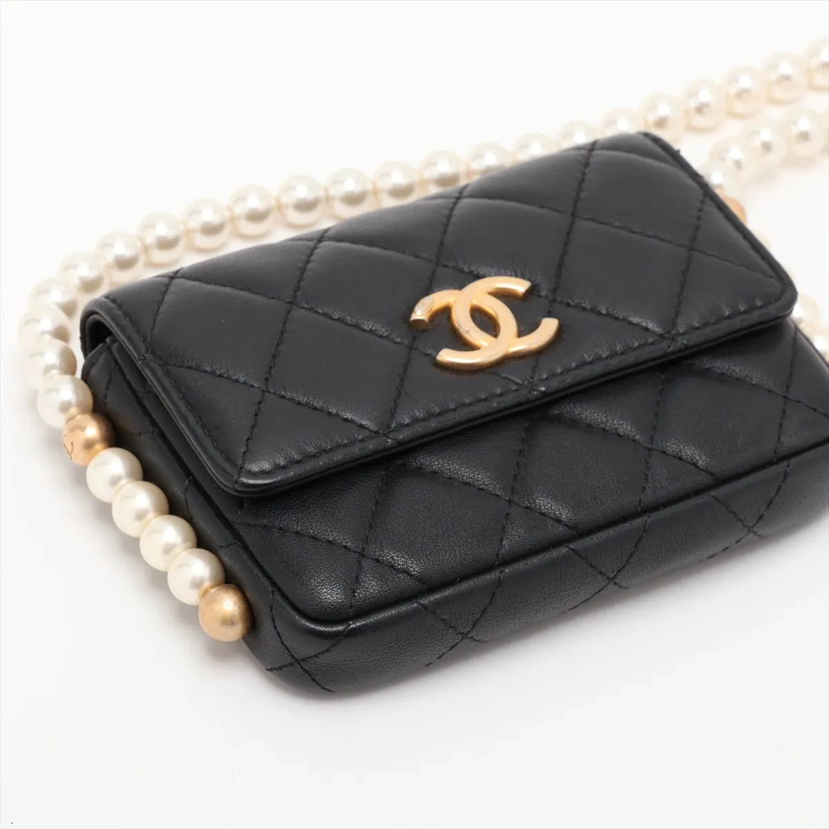 Matelassé Lambskin Shoulder Bag, Pearl Black with Gold Hardware, 31196918, Serial Number 31 — view 4