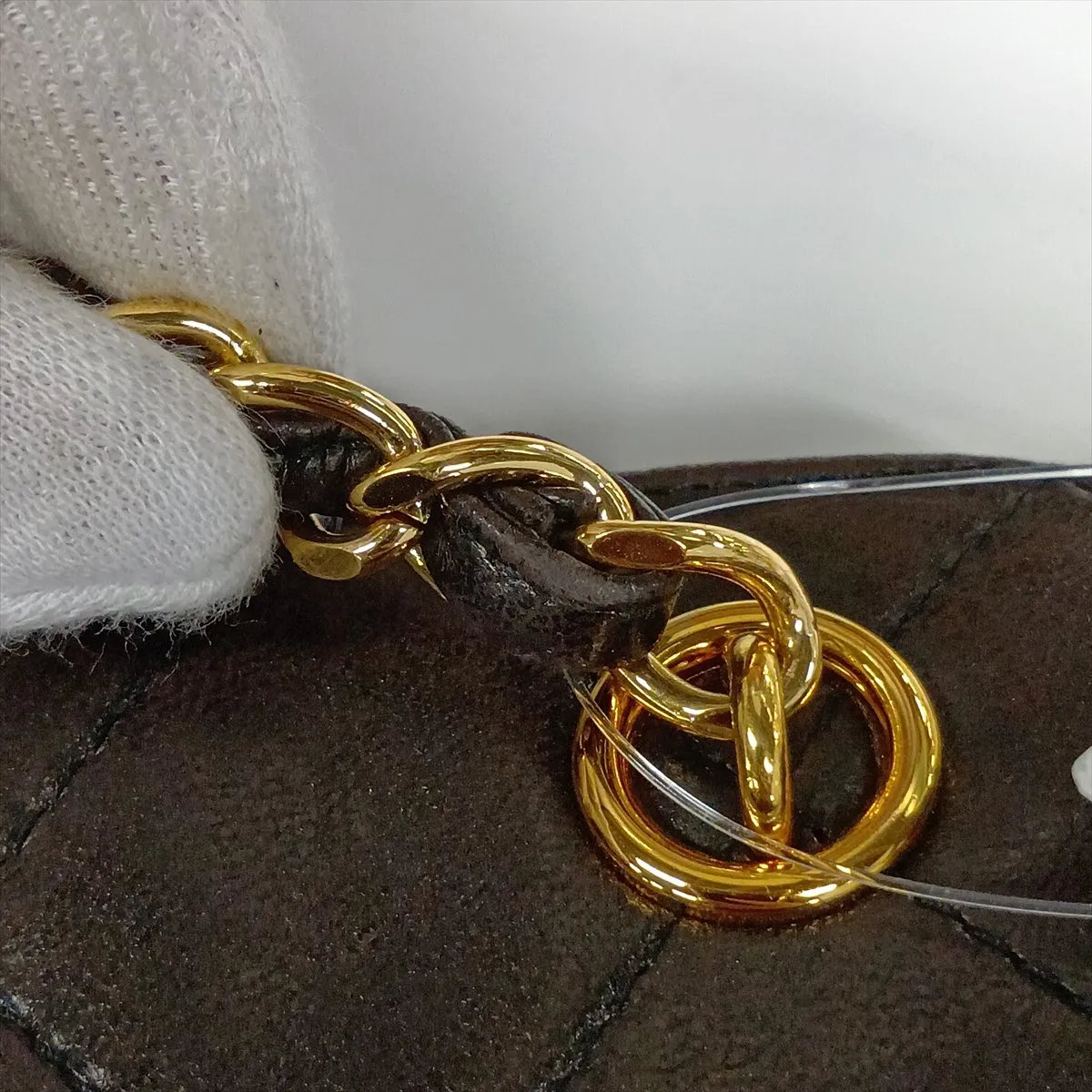 Matelassé Lambskin Chain Shoulder Bag, Brown with Gold Hardware, 4238148, Series 4 — view 11