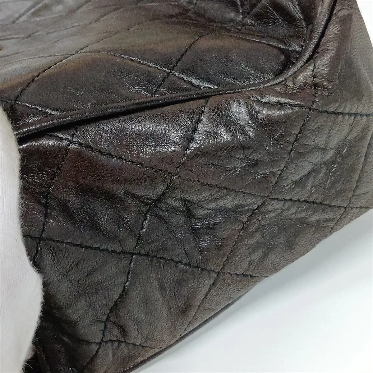 Matelassé Lambskin Chain Shoulder Bag, Brown with Gold Hardware, 4238148, Series 4 — view 13