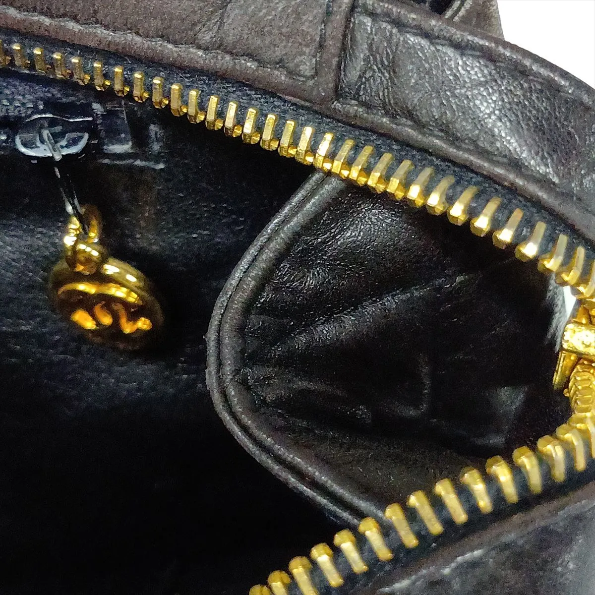 Matelassé Lambskin Chain Shoulder Bag, Brown with Gold Hardware, 4238148, Series 4 — view 14