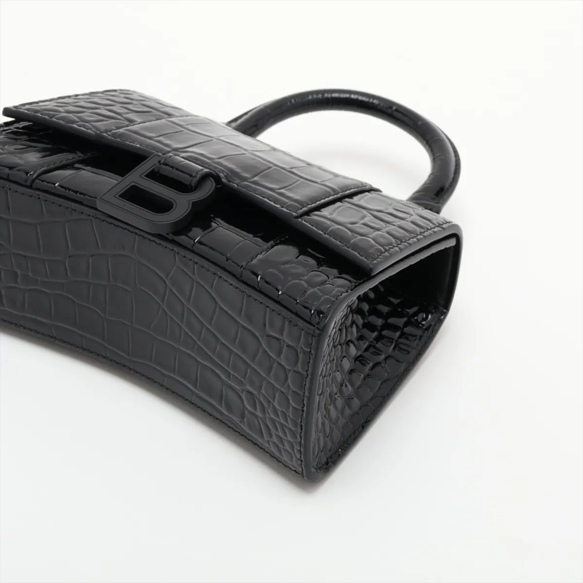 Hourglass XS 592833 Crocodile Embossed 2-Way Handbag Black — view 3