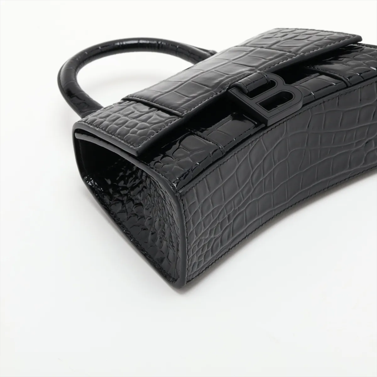 Hourglass XS 592833 Crocodile Embossed 2-Way Handbag Black — view 4