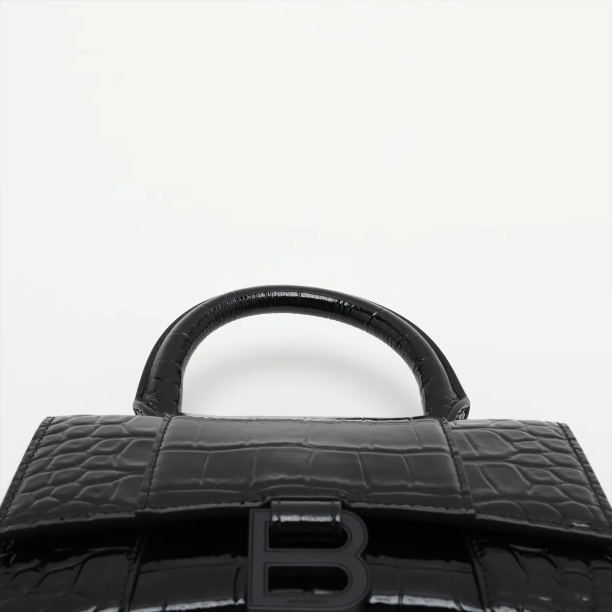 Hourglass XS 592833 Crocodile Embossed 2-Way Handbag Black — view 6