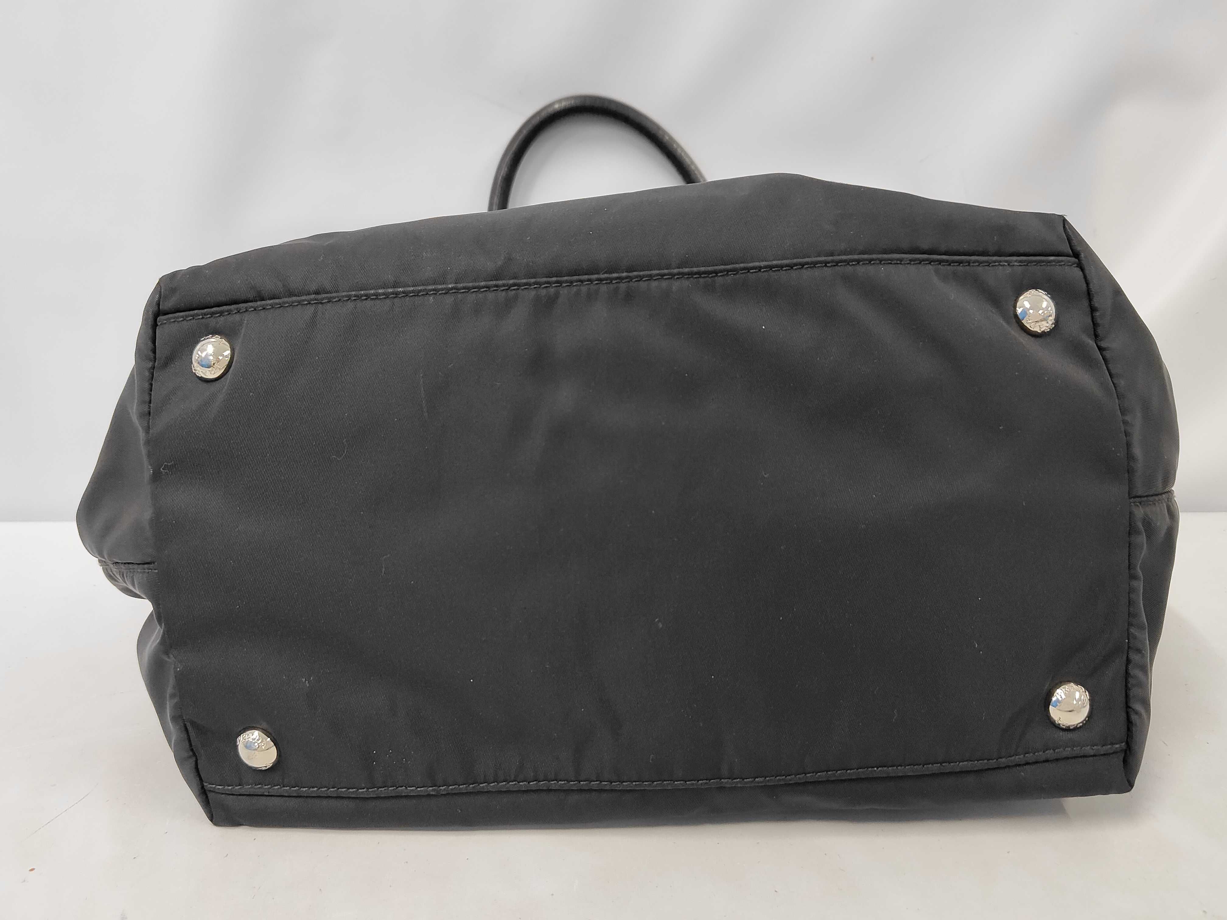 Nylon Leather Ribbon Handbag Black — view 3