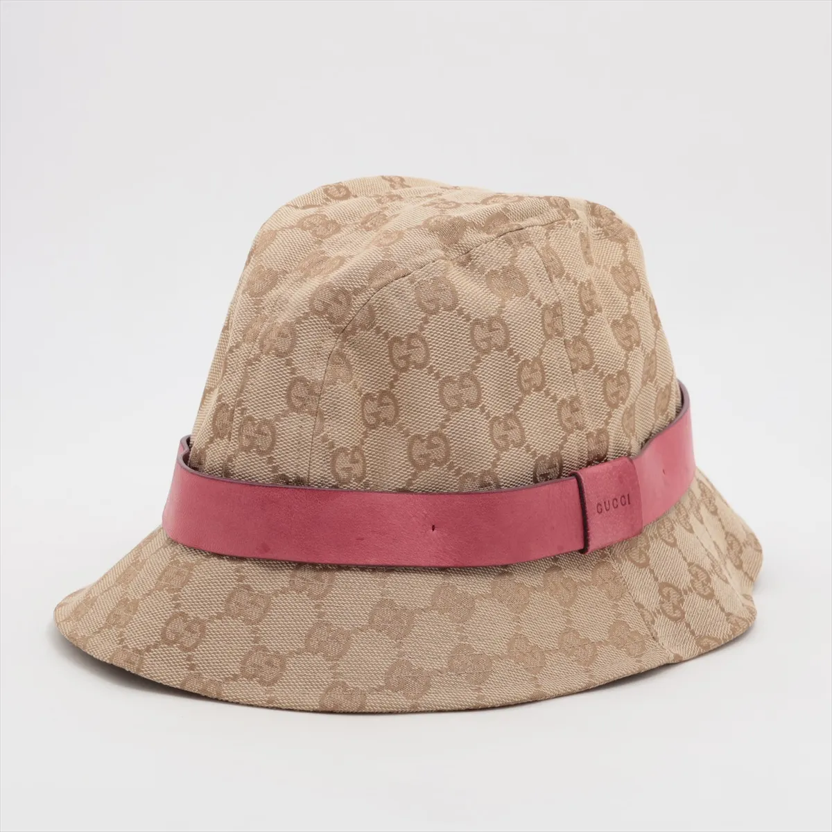 GG Bucket Hat, Size L, Polyamide x Cotton, Beige. Shows signs of wear, stretching,