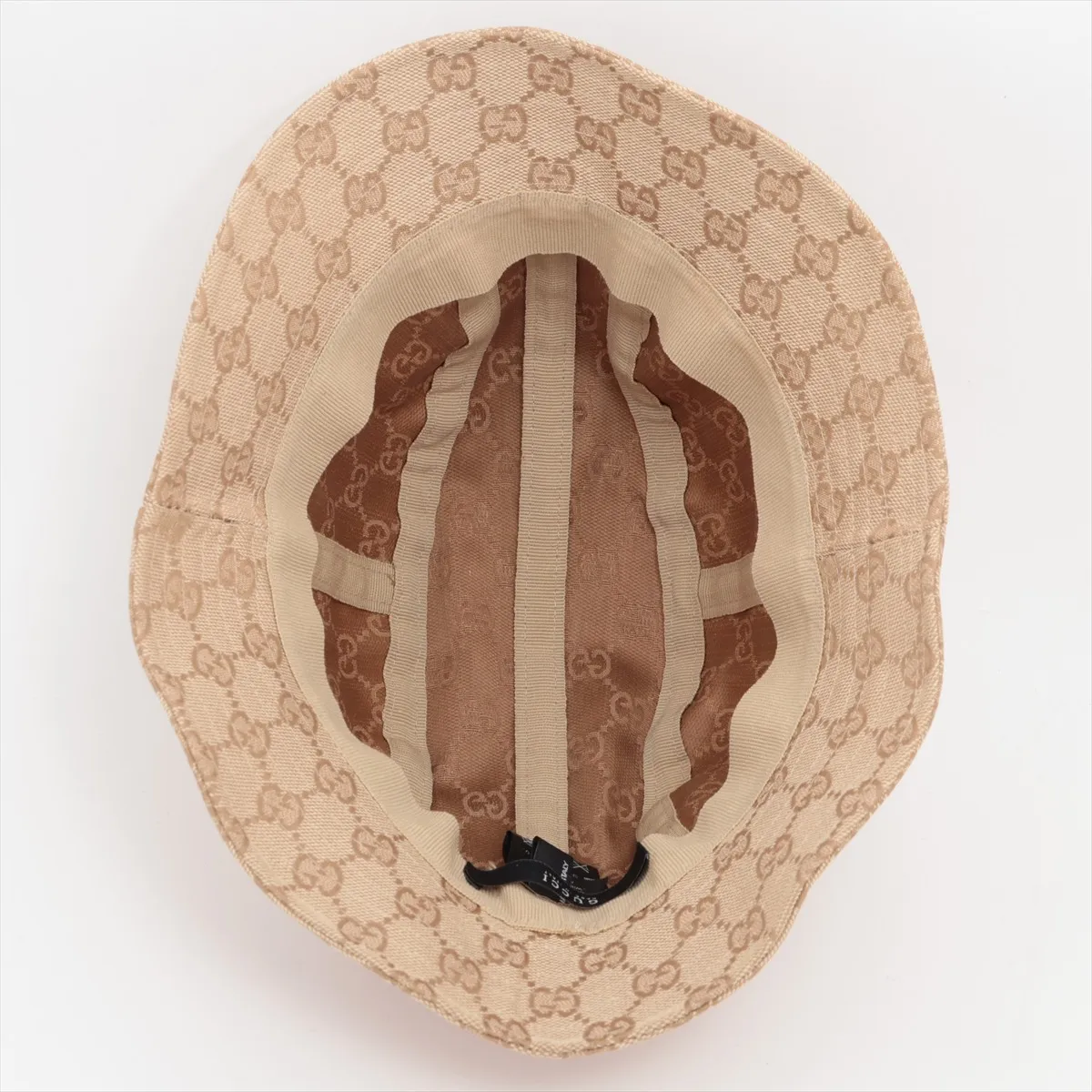 GG Bucket Hat, Size L, Polyamide x Cotton, Beige. Shows signs of wear, stretching, — view 4