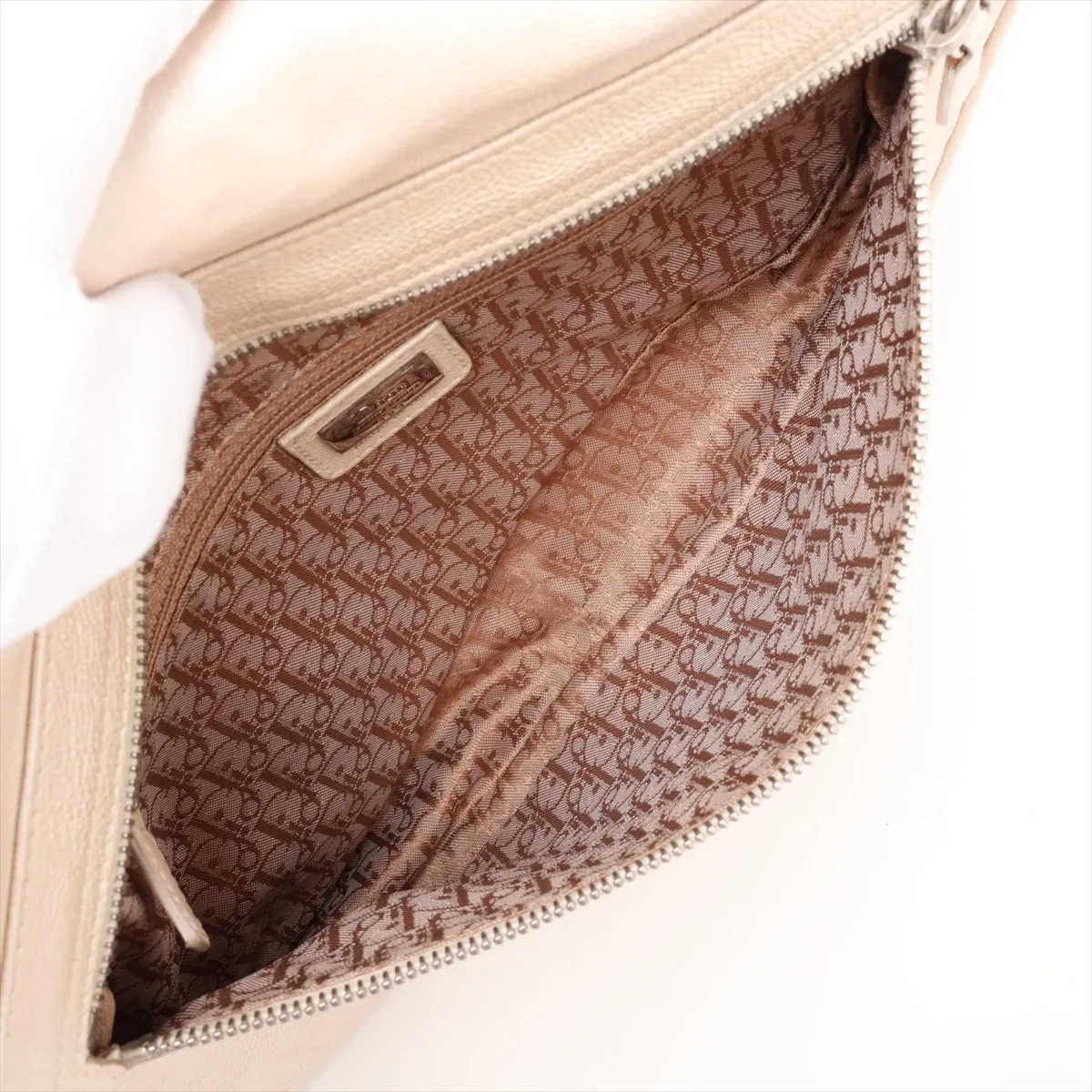 Gaucho Leather Shoulder Bag, Beige — view 7