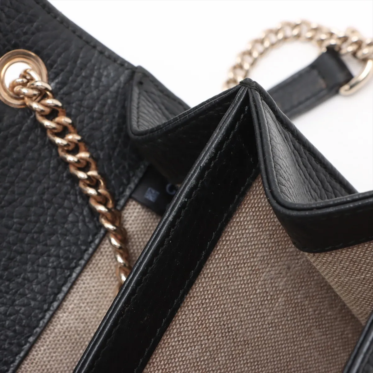 Interlocking G Leather Chain Shoulder Bag, Black, 510304 (Outlet) — view 12