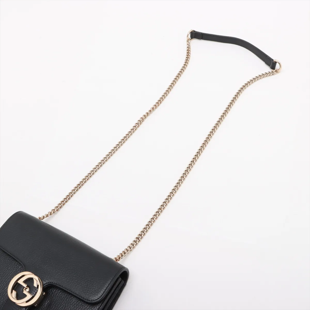Interlocking G Leather Chain Shoulder Bag, Black, 510304 (Outlet) — view 5