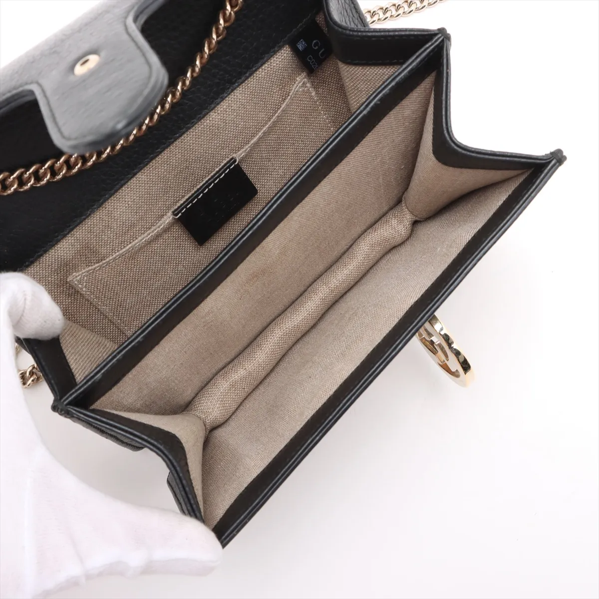 Interlocking G Leather Chain Shoulder Bag, Black, 510304 (Outlet) — view 6