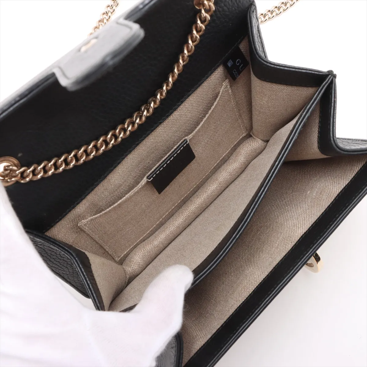 Interlocking G Leather Chain Shoulder Bag, Black, 510304 (Outlet) — view 7
