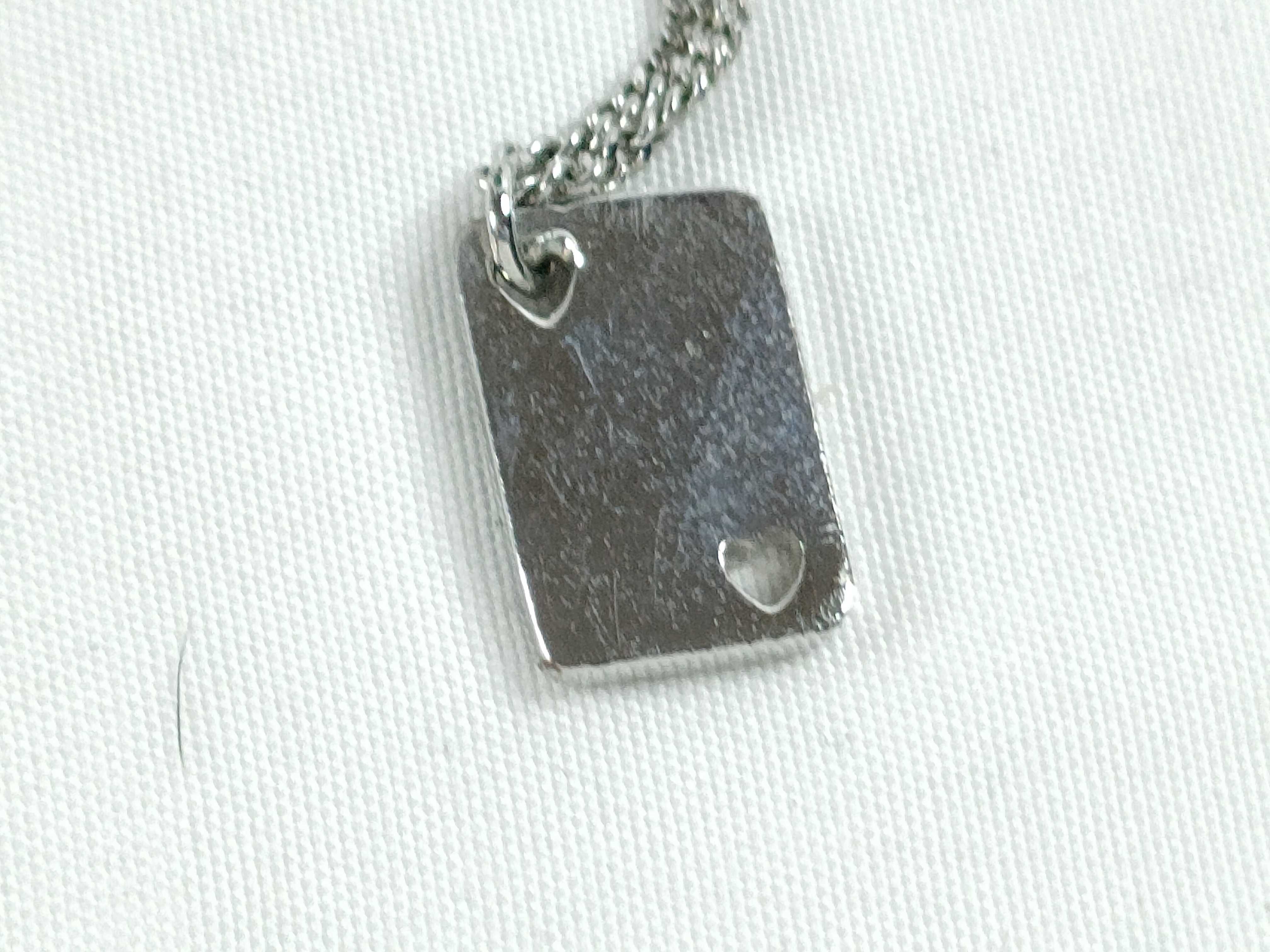 Trump Motif Heart Logo Rhinestone Silver Necklace — view 2