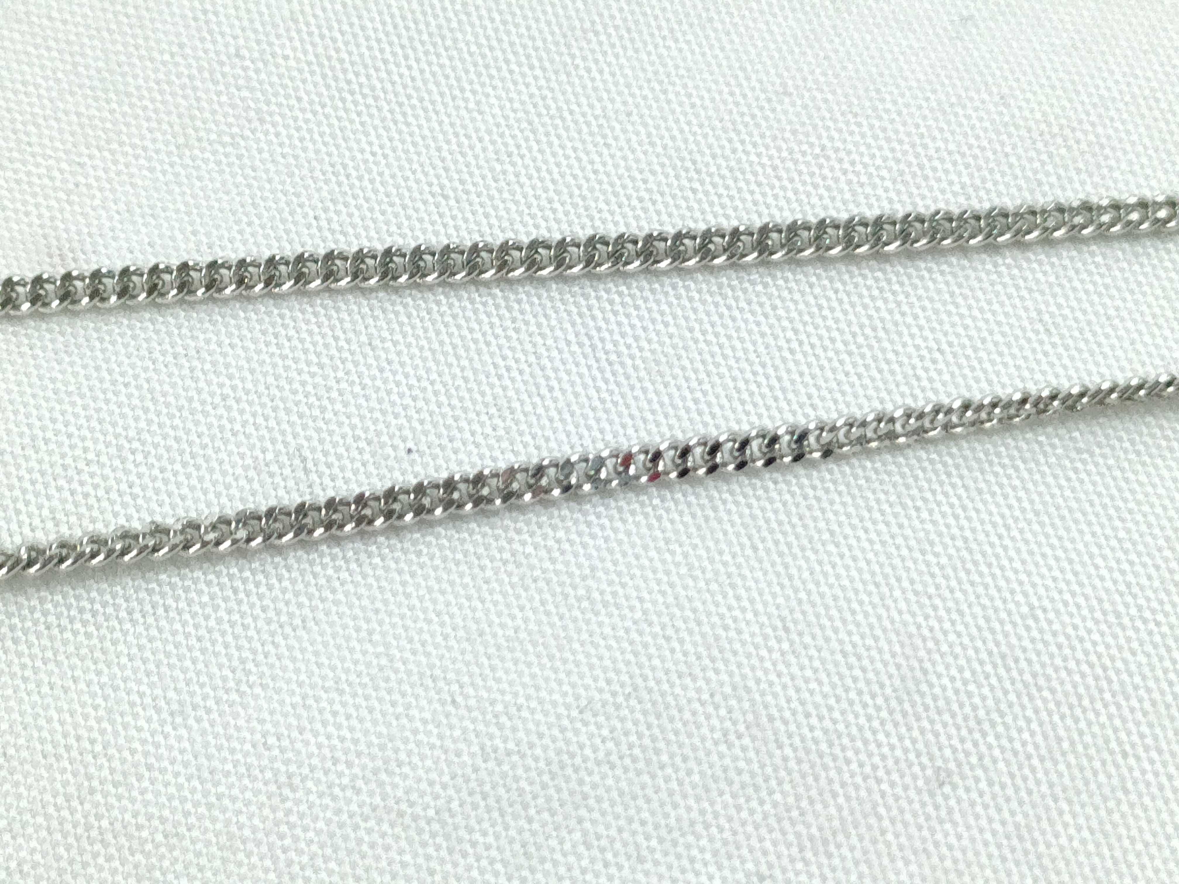 Trump Motif Heart Logo Rhinestone Silver Necklace — view 5