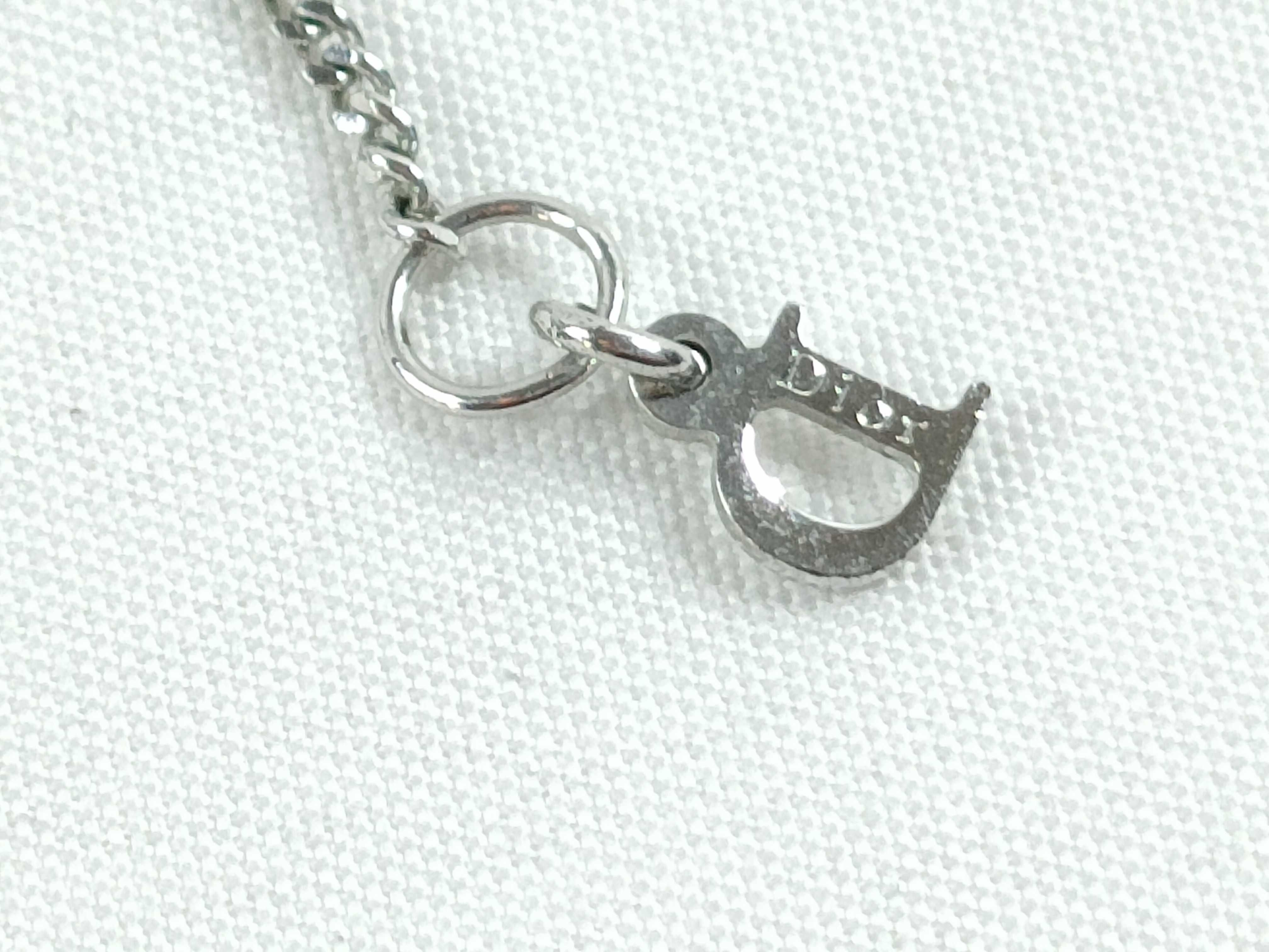 Trump Motif Heart Logo Rhinestone Silver Necklace — view 6
