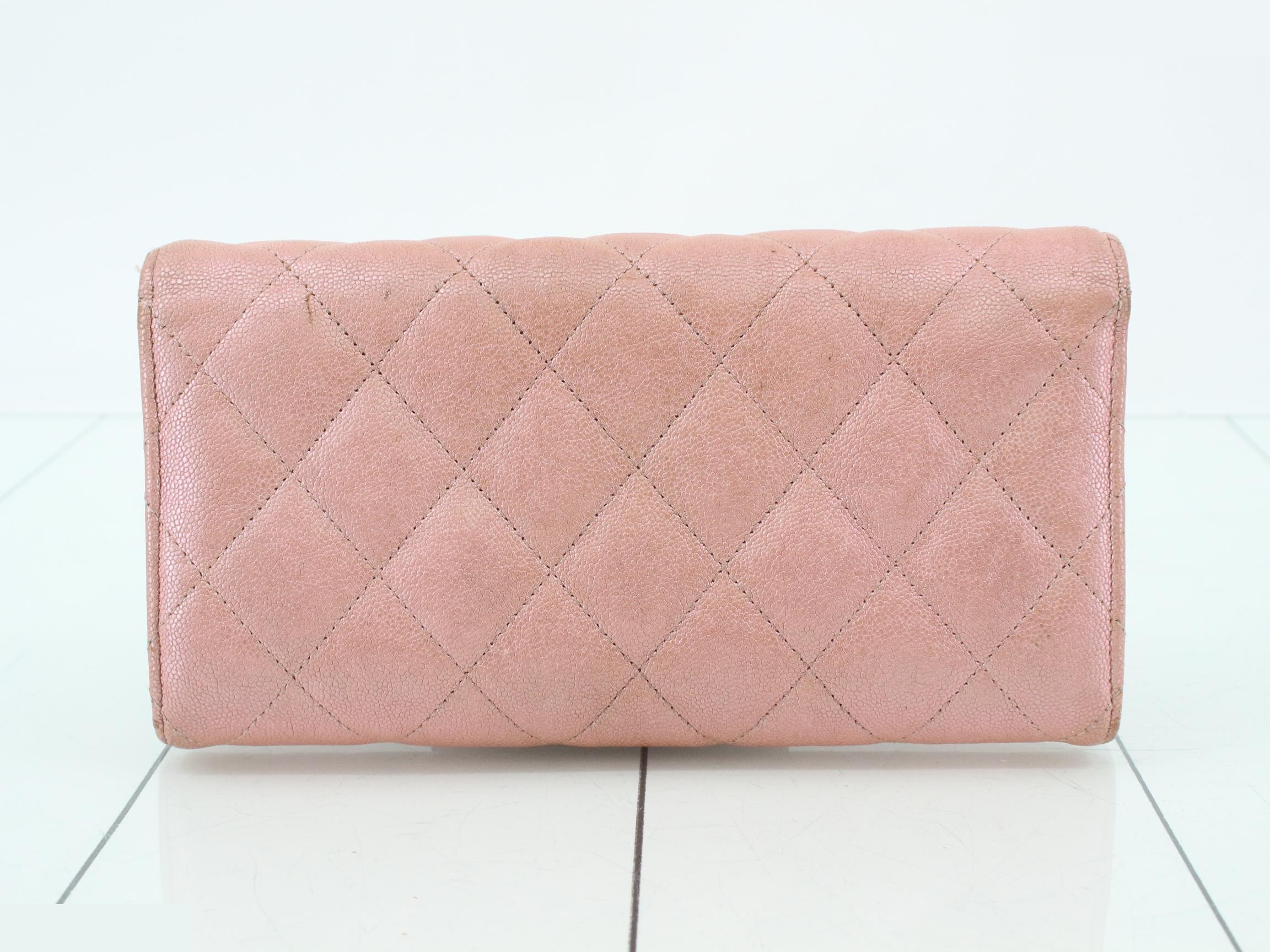 Matelassé (bag) and wallet, caviar leather, Coco mark, pink — view 2