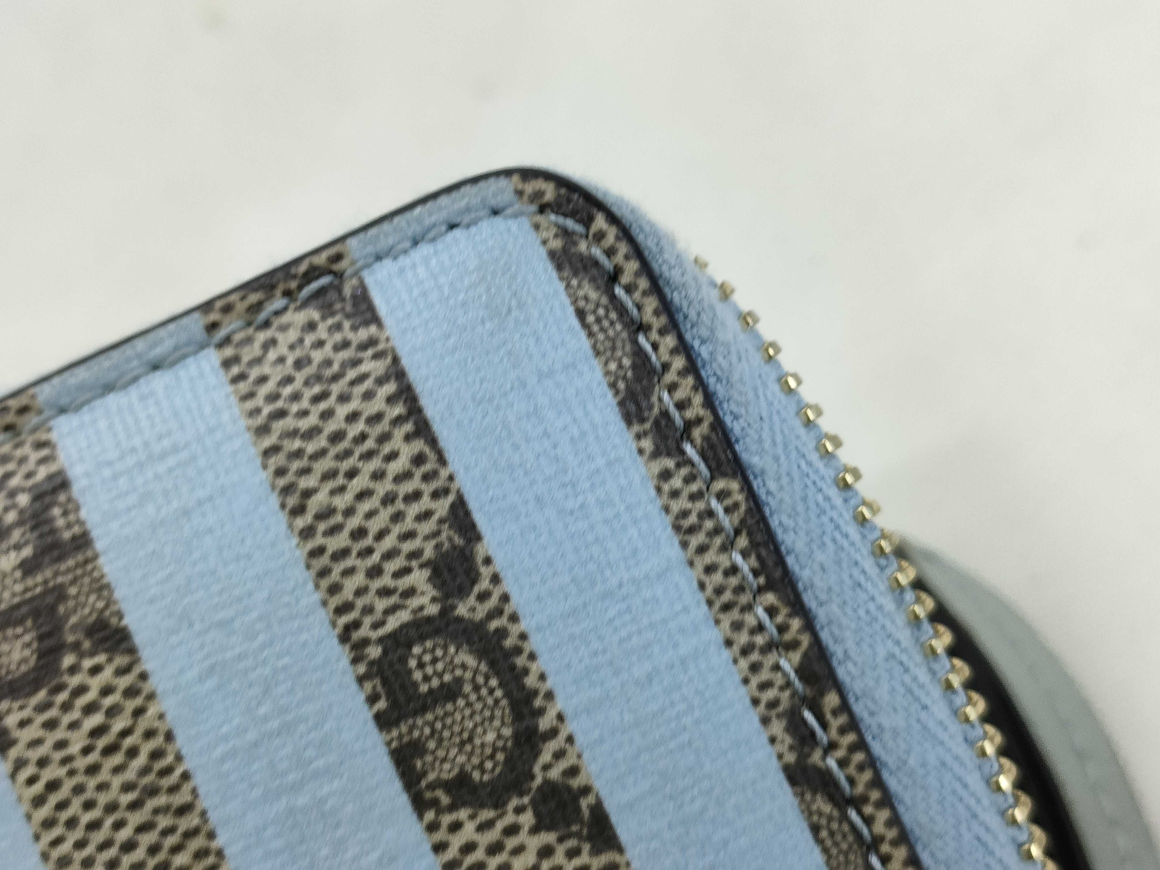 701485 GG Supreme Ebony Zip Card Case Canvas x Leather Blue Wallet — view 13