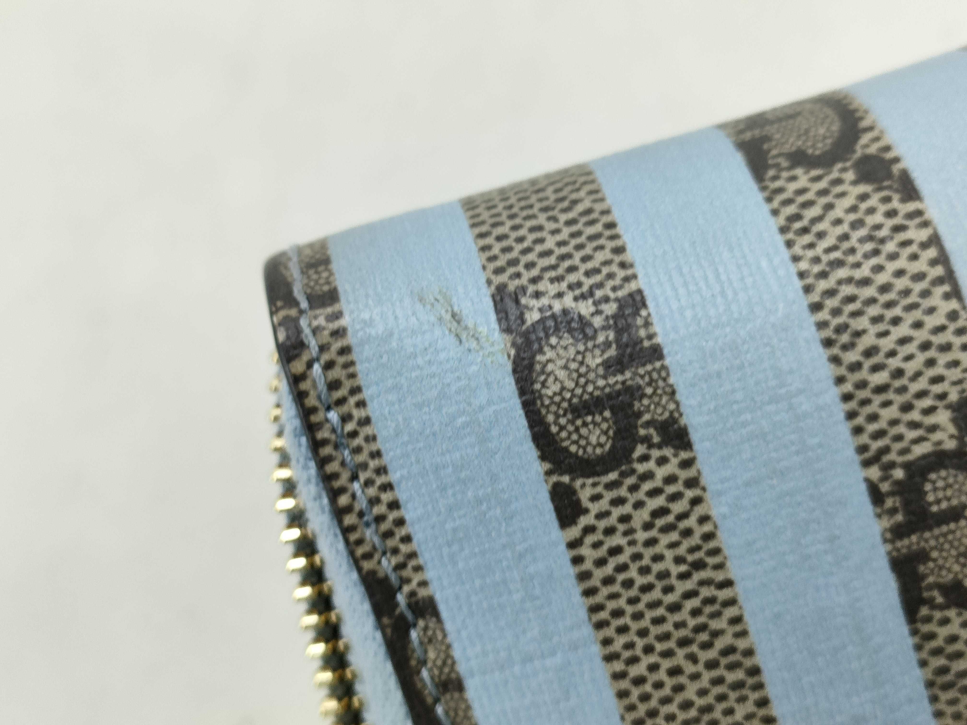 701485 GG Supreme Ebony Zip Card Case Canvas x Leather Blue Wallet — view 14